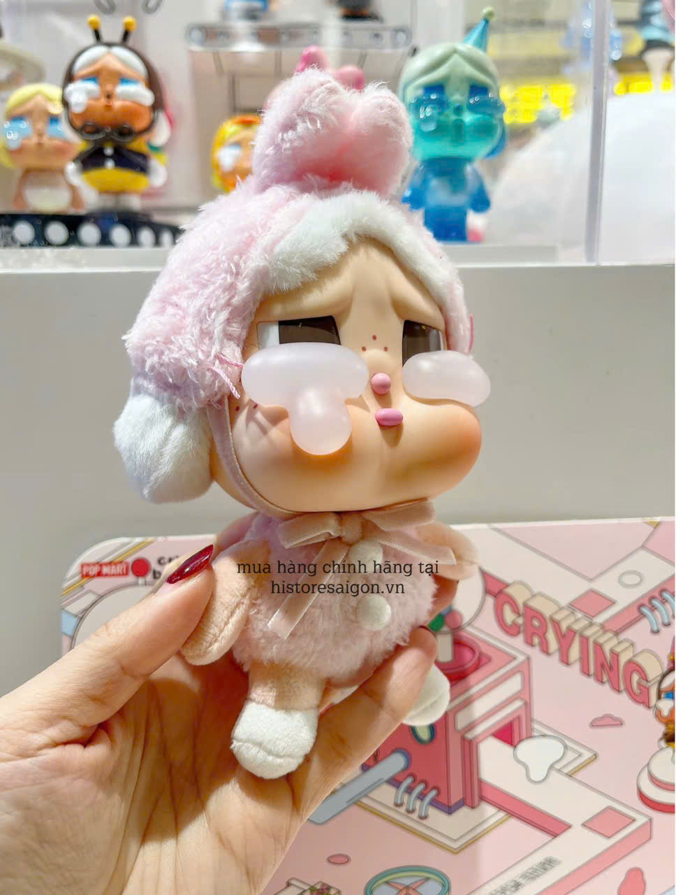 1368 - Crybaby Crying Again Thỏ Hồng - Mô Hình Gấu Bông Art Toy POP MART CRYBABY Crying Again Series-Vinyl Face Plush Code 12403190031 [HÀNG CHÍNH HÃNG]