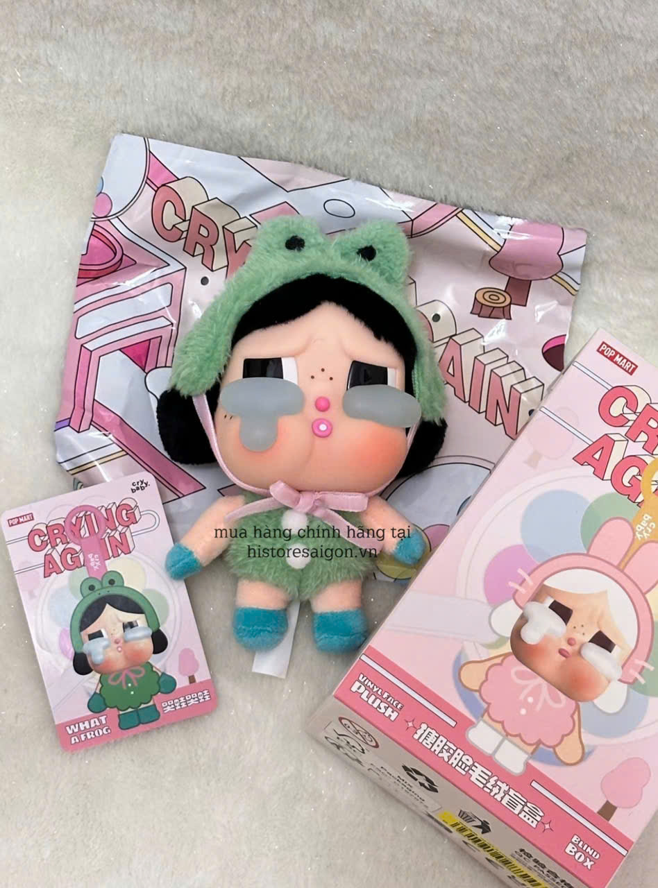 1370 - Crybaby Crying Again Ếch Xanh What A Frog - Mô Hình Gấu Bông Art Toy POP MART CRYBABY Crying Again Series-Vinyl Face Plush Code 12403190031 [HÀNG CHÍNH HÃNG]