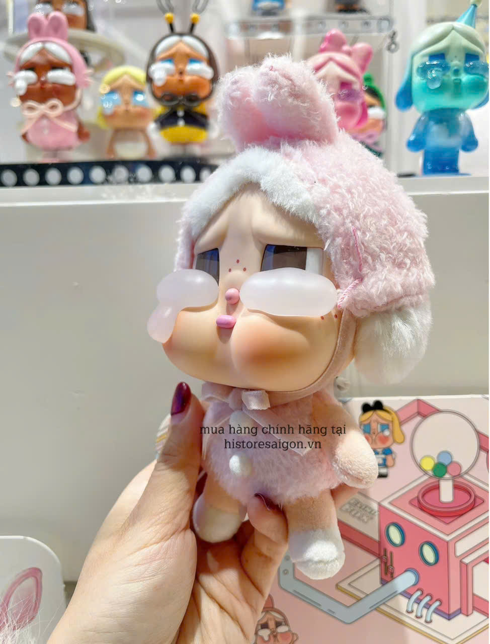 1368 - Crybaby Crying Again Thỏ Hồng - Mô Hình Gấu Bông Art Toy POP MART CRYBABY Crying Again Series-Vinyl Face Plush Code 12403190031 [HÀNG CHÍNH HÃNG]