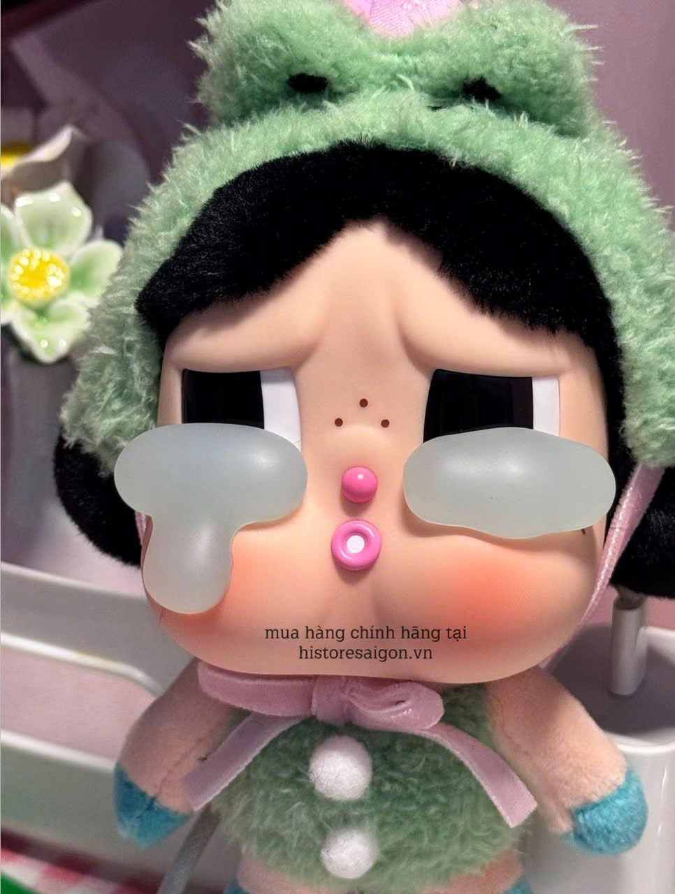 1370 - Crybaby Crying Again Ếch Xanh What A Frog - Mô Hình Gấu Bông Art Toy POP MART CRYBABY Crying Again Series-Vinyl Face Plush Code 12403190031 [HÀNG CHÍNH HÃNG]