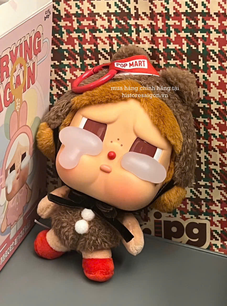 1369 - Crybaby Crying Again Gấu Nâu - Mô Hình Gấu Bông Art Toy POP MART CRYBABY Crying Again Series-Vinyl Face Plush Code 12403190031 [HÀNG CHÍNH HÃNG]