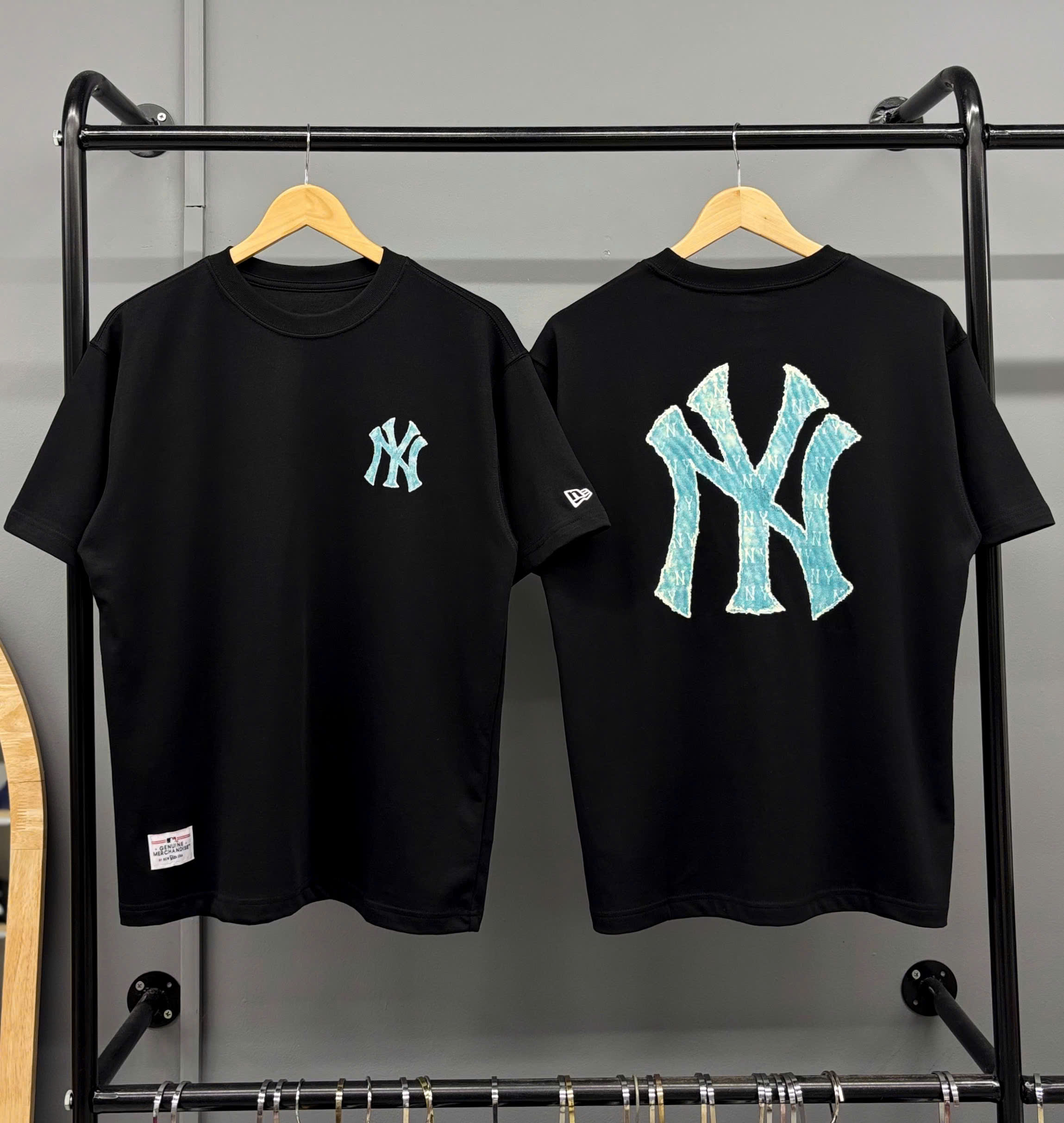 1382  - Áo Thun New Era - Đen - NY Xanh Mint  [HÀNG CHÍNH HÃNG]