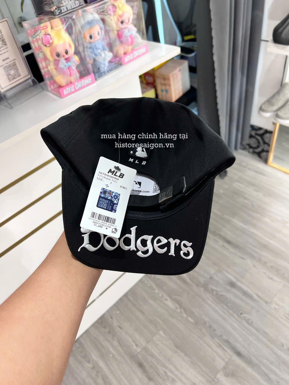 1062 -  Nón MLB LA Dodgers Diamond Stamp Border Black White - Code 3ACP8501N 07BKS [HÀNG CHÍNH HÃNG]