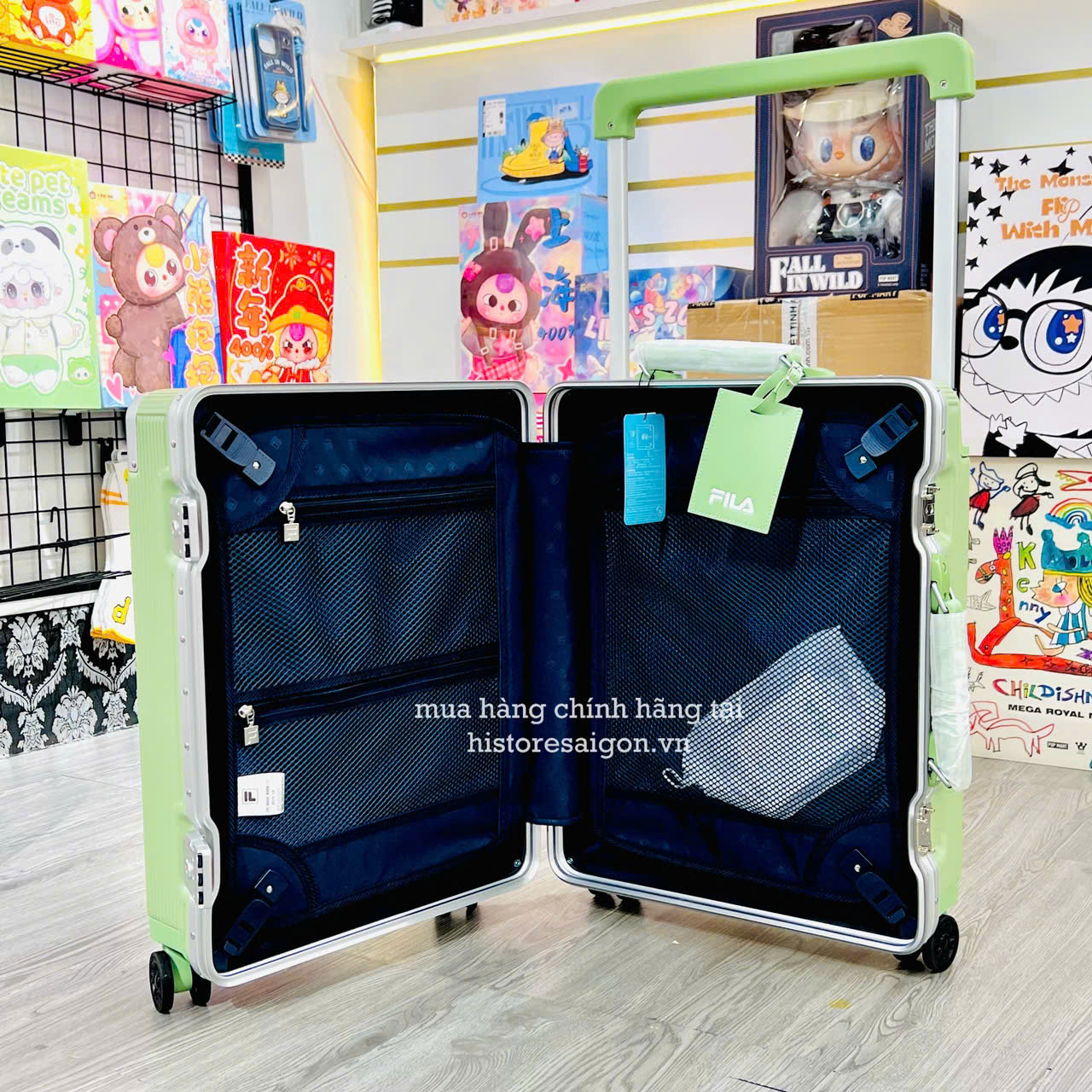 1514 - Vali Fila Xanh Bơ Size Cabin 22 Xách Tay Embossed Logo [HÀNG CHÍNH HÃNG]