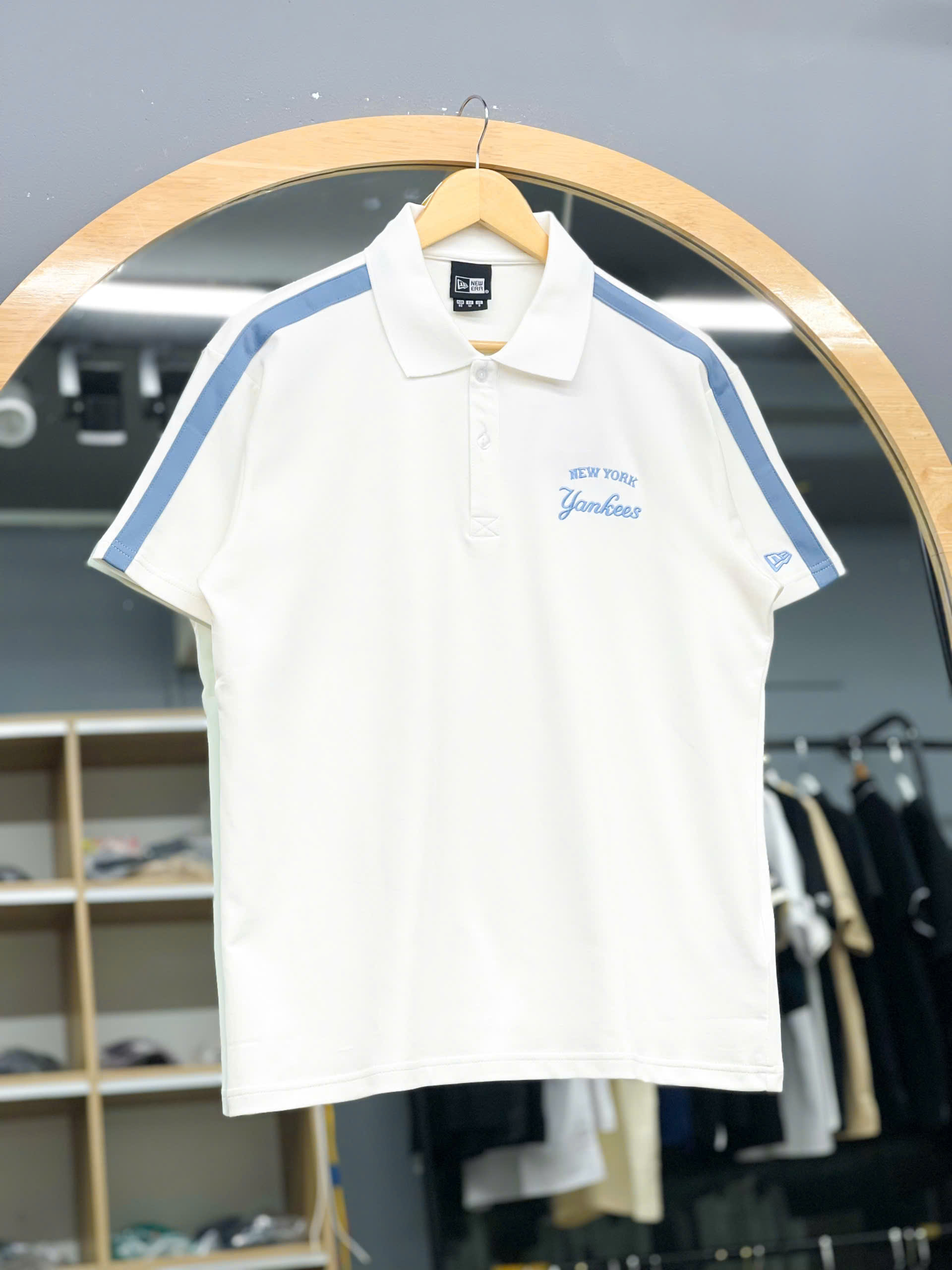 1544 - Áo Polo New Era NY Basic New York Yankees - Trắng Chữ Xanh [HÀNG CHÍNH HÃNG]