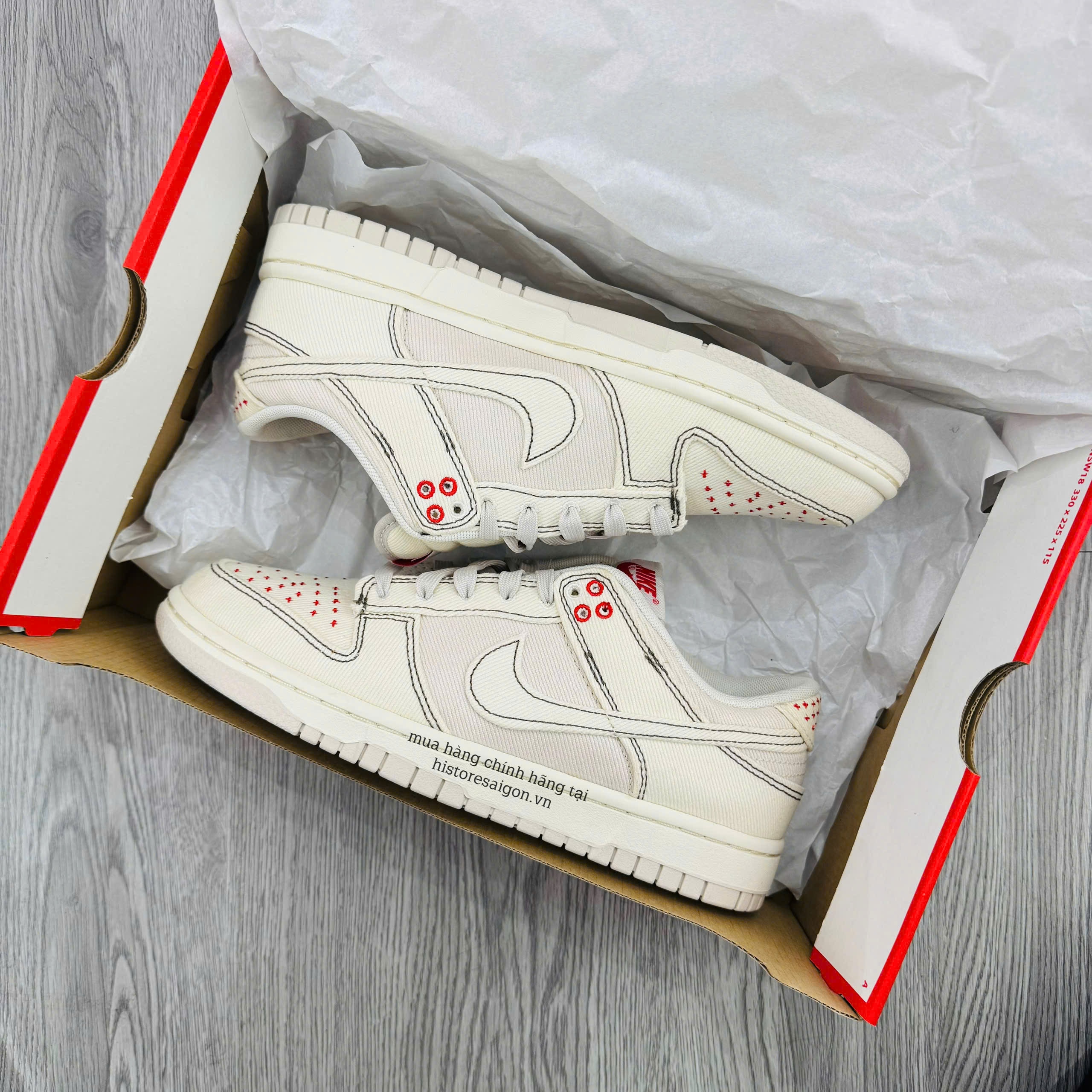 076 -  Giày Nike Dunk Nike Dunk Low SE ‘Sashiko Light Orewood Brown’ - Trắng Kem - Code DV0834 100 [HÀNG CHÍNH HÃNG]