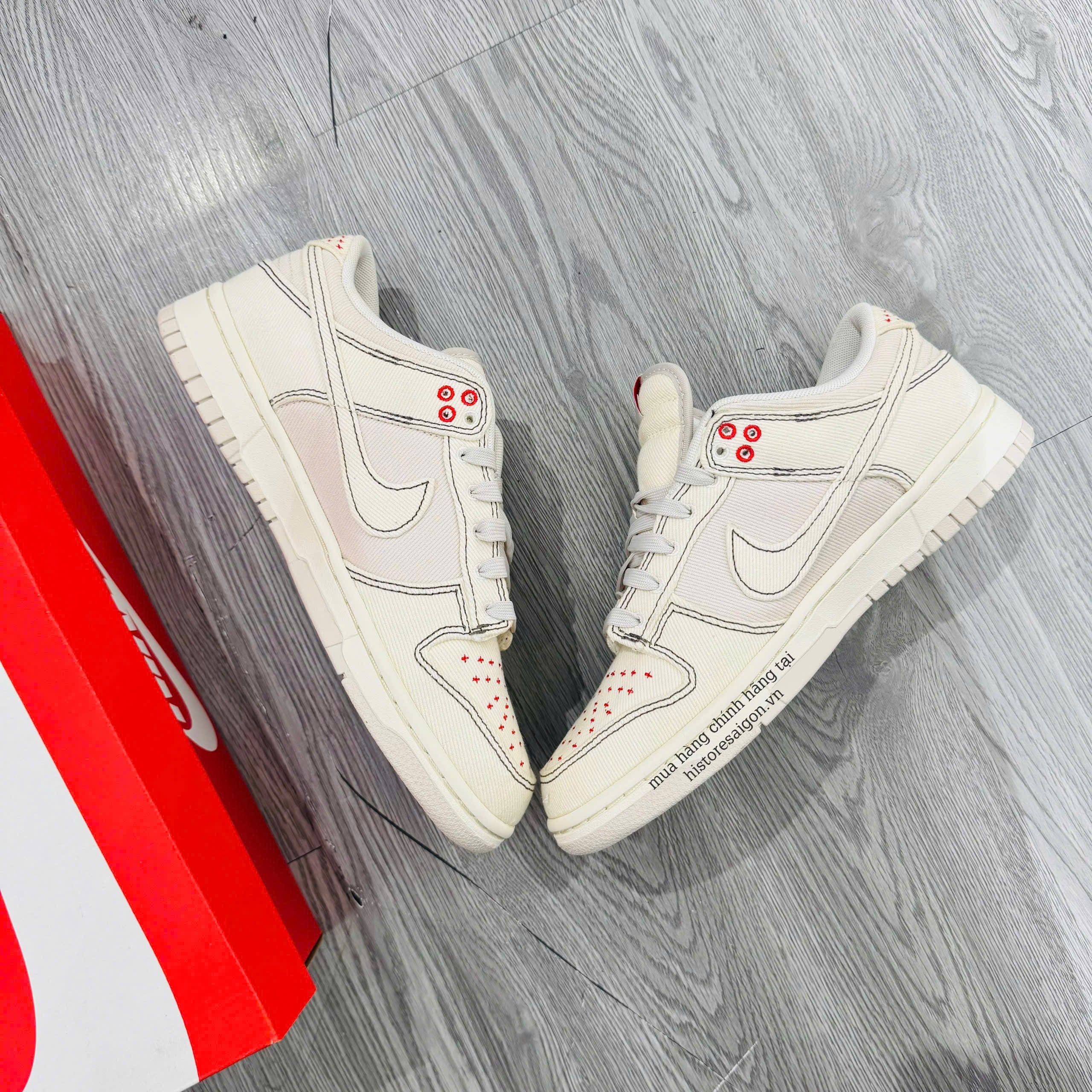 076 -  Giày Nike Dunk Nike Dunk Low SE ‘Sashiko Light Orewood Brown’ - Trắng Kem - Code DV0834 100 [HÀNG CHÍNH HÃNG]