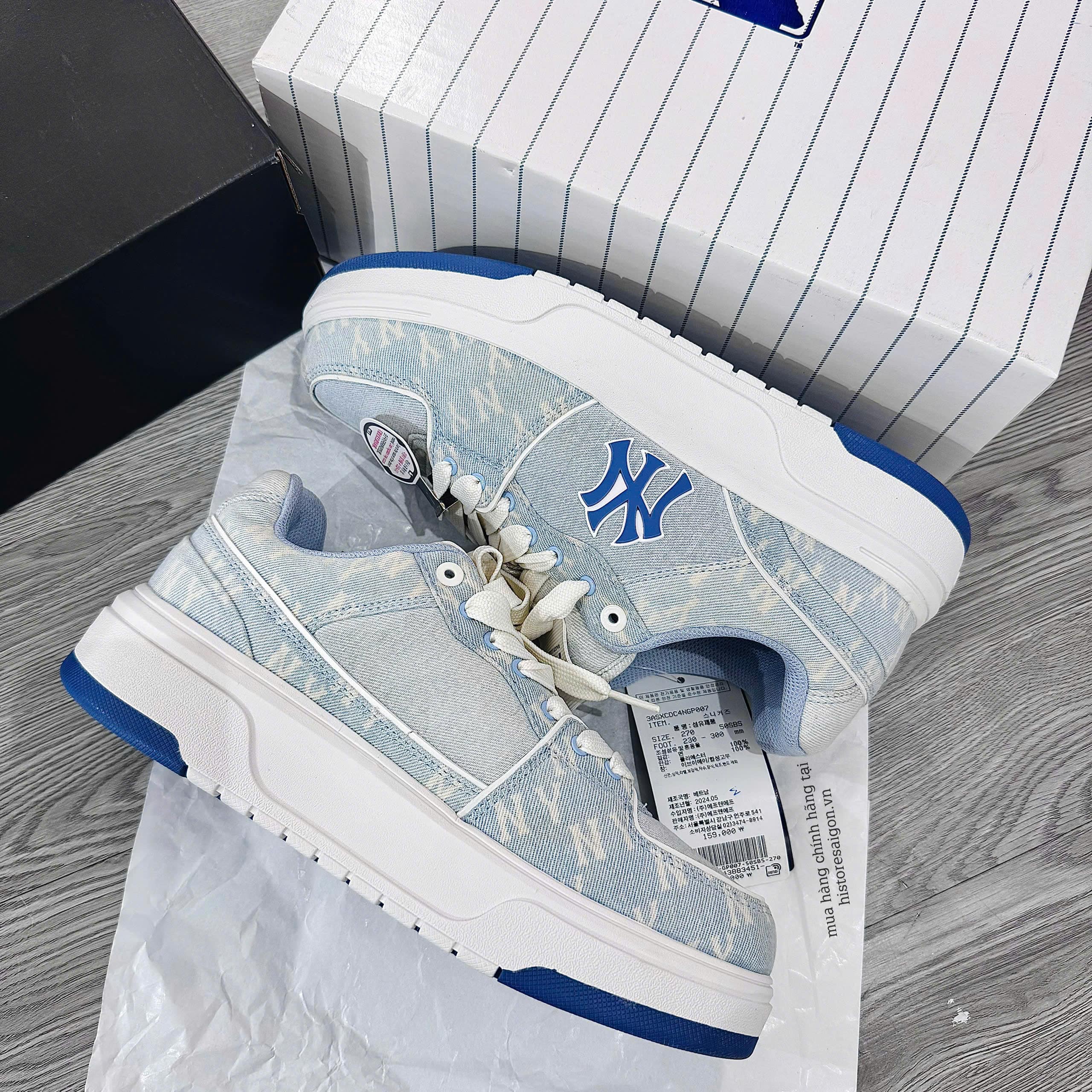 1202 - Giày MLB Korea Chunky Liner Denim Classic Mono New York Yankees Skyblue - Code 3ASXCDC4N-50SBS [HÀNG CHÍNH HÃNG]
