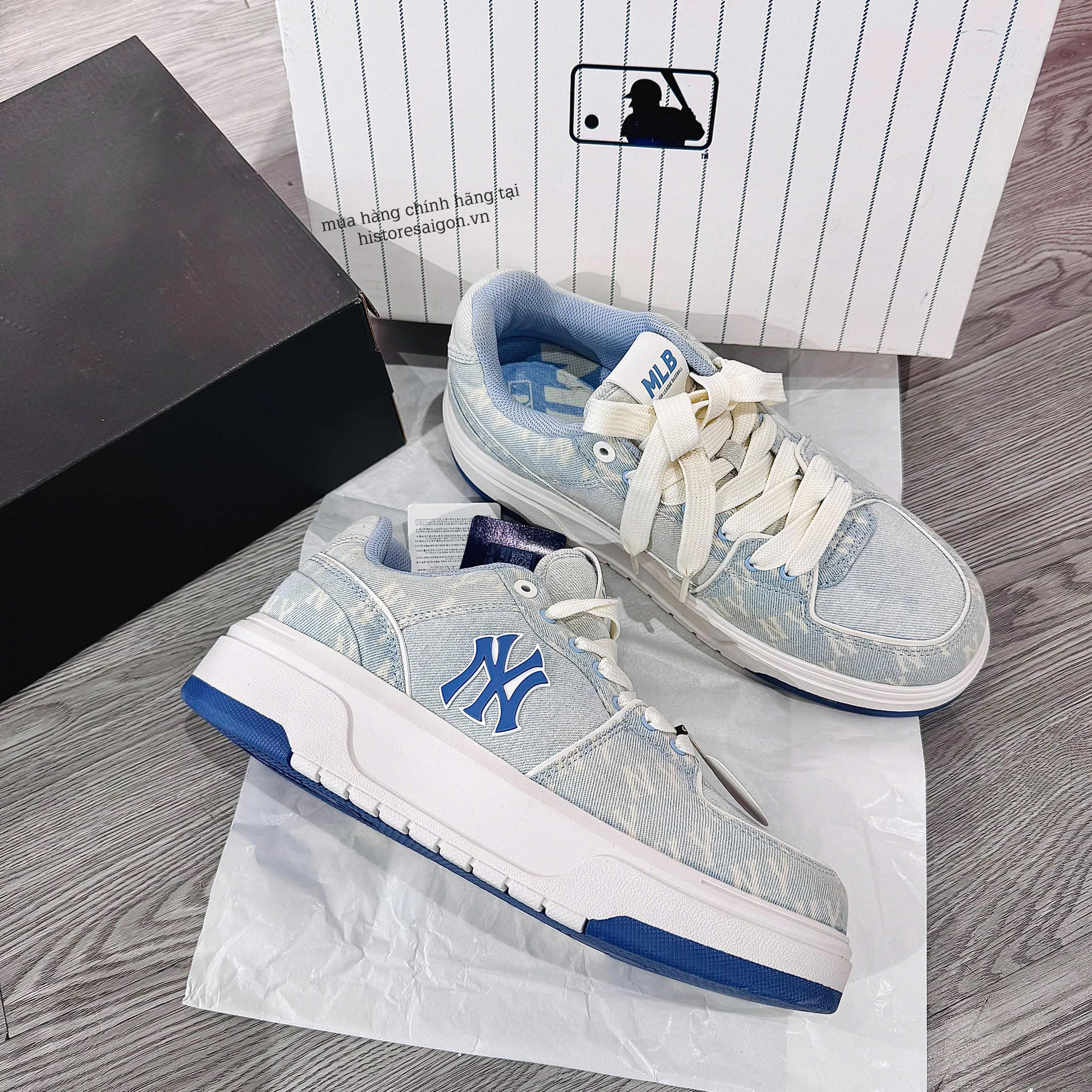 1202 - Giày MLB Korea Chunky Liner Denim Classic Mono New York Yankees Skyblue - Code 3ASXCDC4N-50SBS [HÀNG CHÍNH HÃNG]