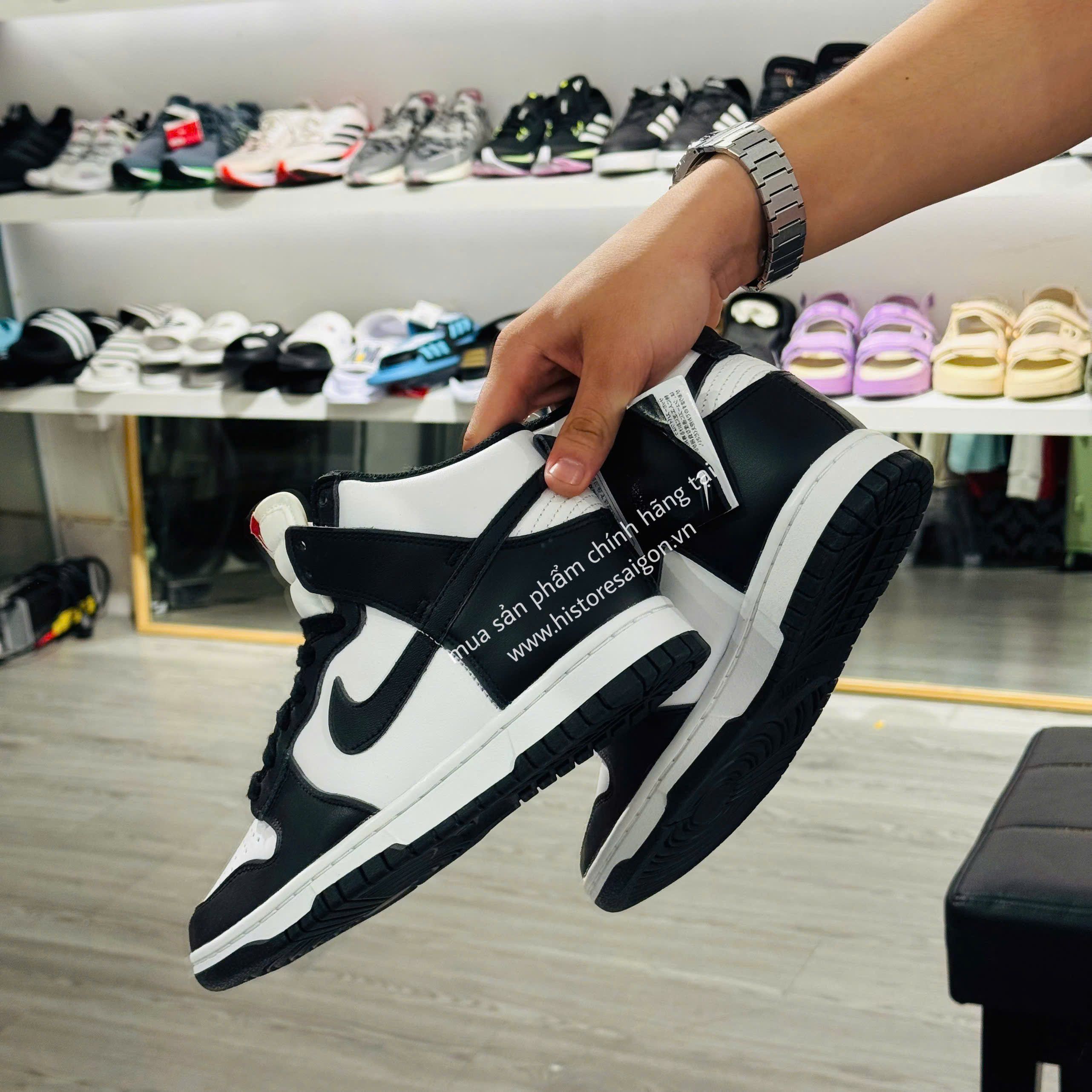 dunk high panda on feet