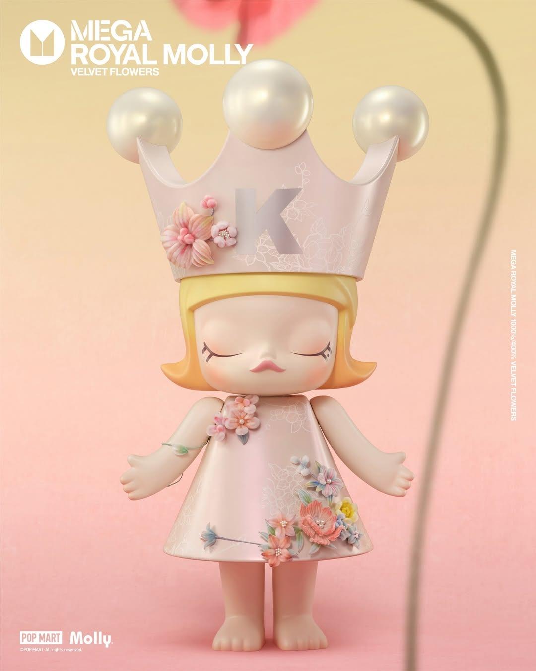 1750 - Molly Velvet Flower 400% - Mega Royal Molly Velvet 400% POPMART [CHÍNH HÃNG]
