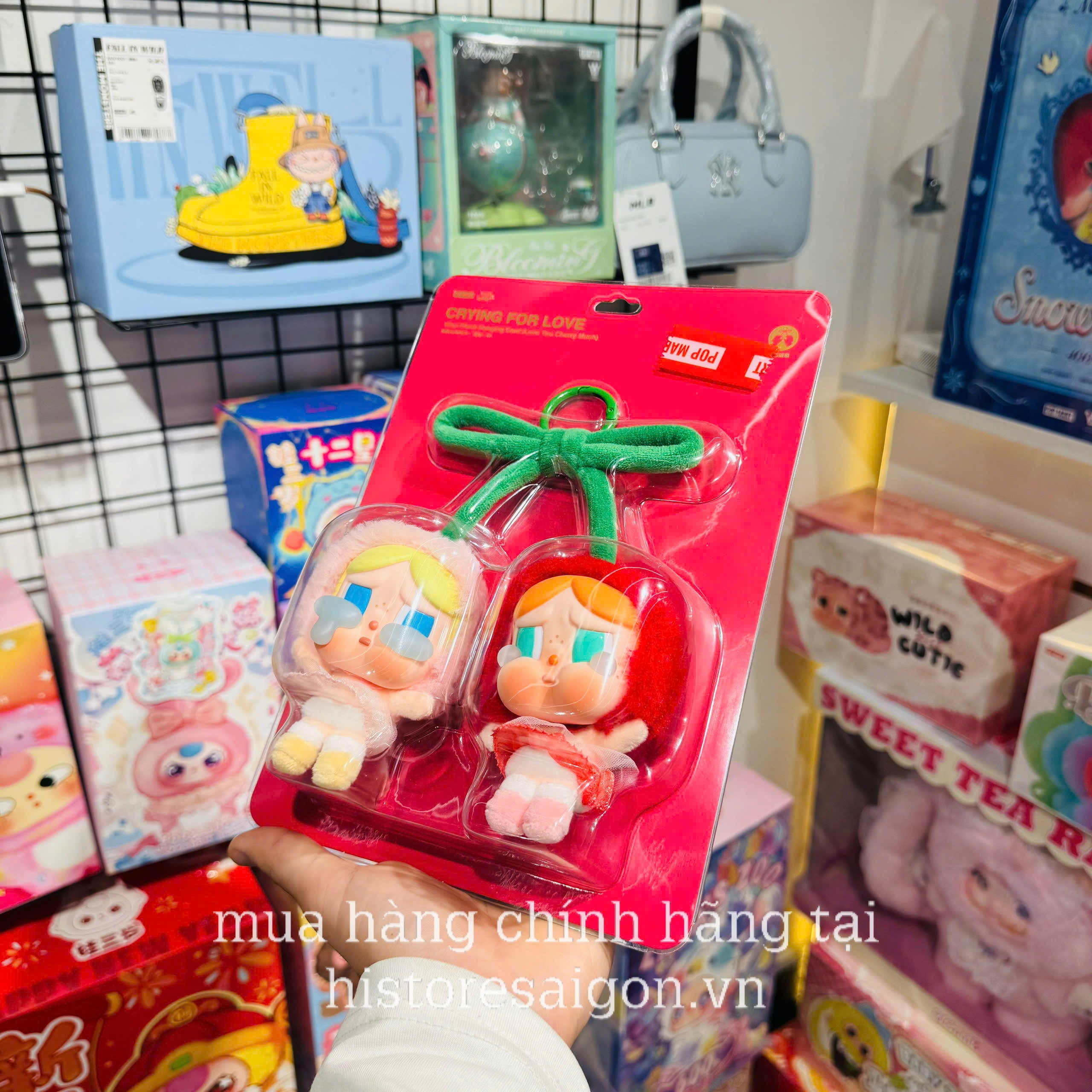 1314 - Crybaby Cherry - POPMART CRYBABY Crying For Love Series Love You Cherry Much Vinyl Plush Hanging Card [CHÍNH HÃNG]