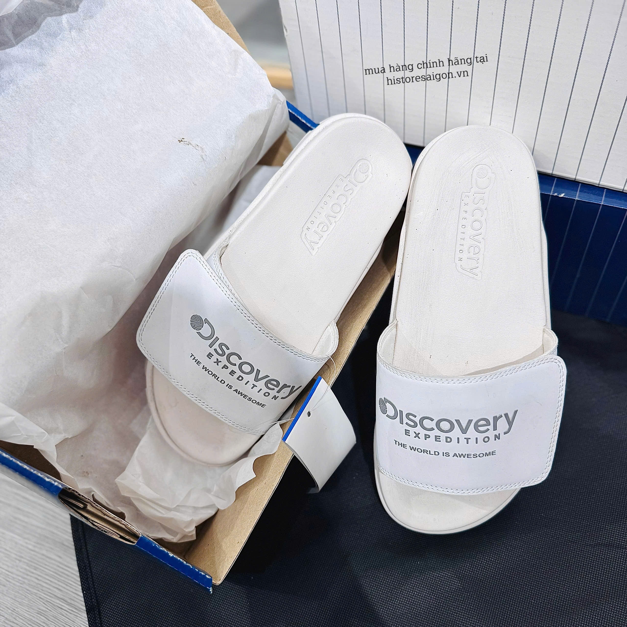 187 - [HÀNG CHÍNH HÃNG] Dép Discovery Expedition Brick Slide - Trắng - Code DX-LP410-2N-K0001 [HÀNG CHÍNH HÃNG]