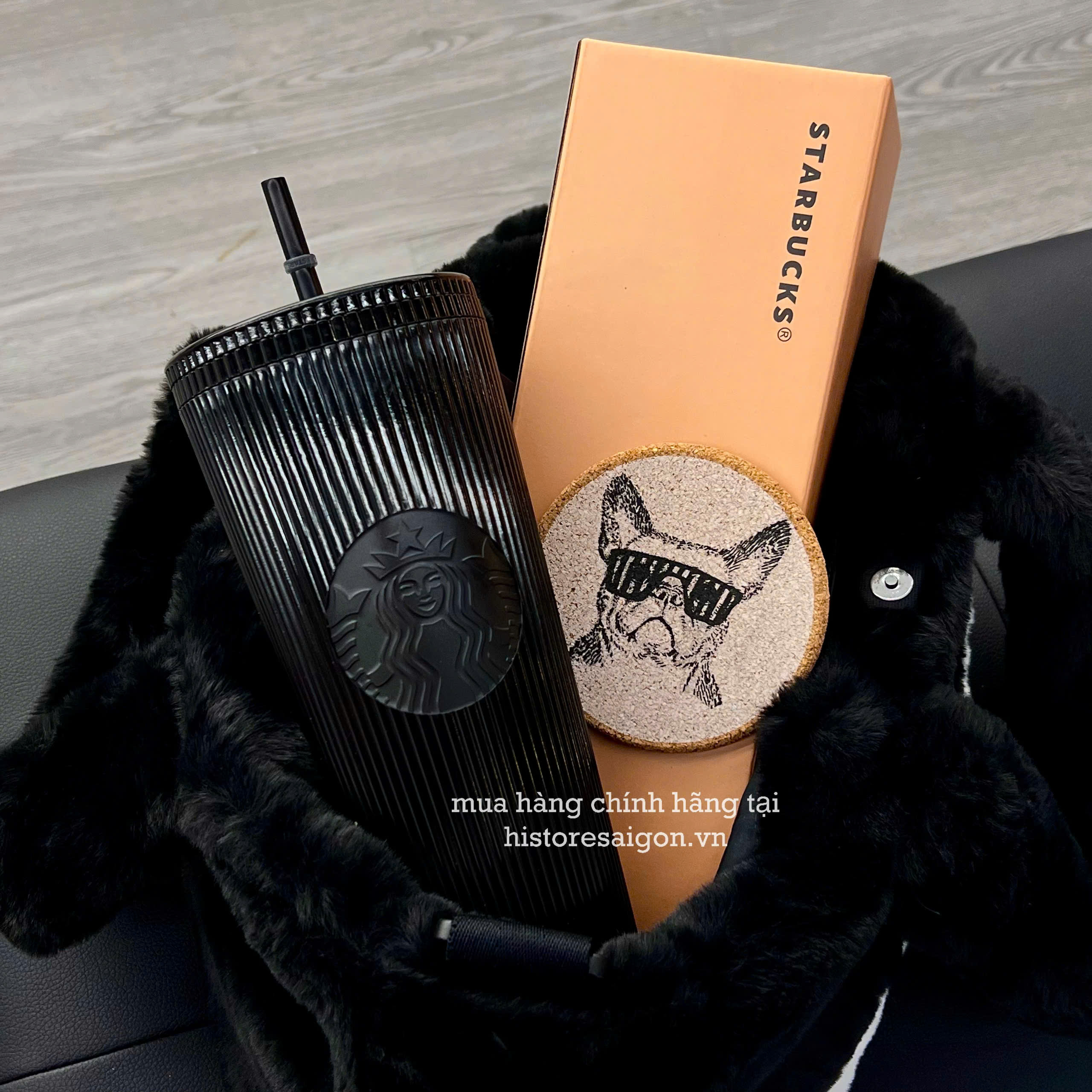 1775 - Ly StarBuck Full Black Highlight Effect 710ml [HÀNG CHÍNH HÃNG]