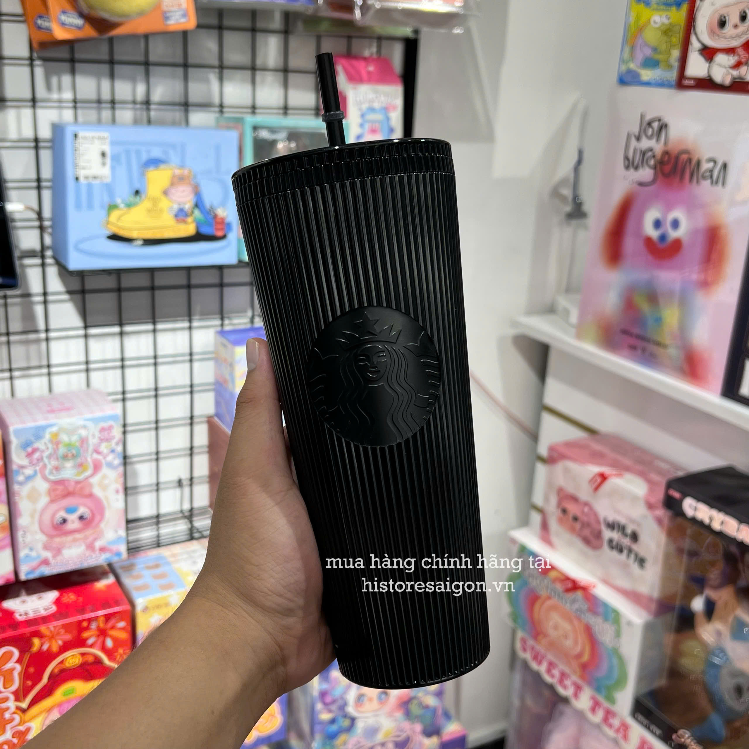 1775 - Ly StarBuck Full Black Highlight Effect 710ml [HÀNG CHÍNH HÃNG]
