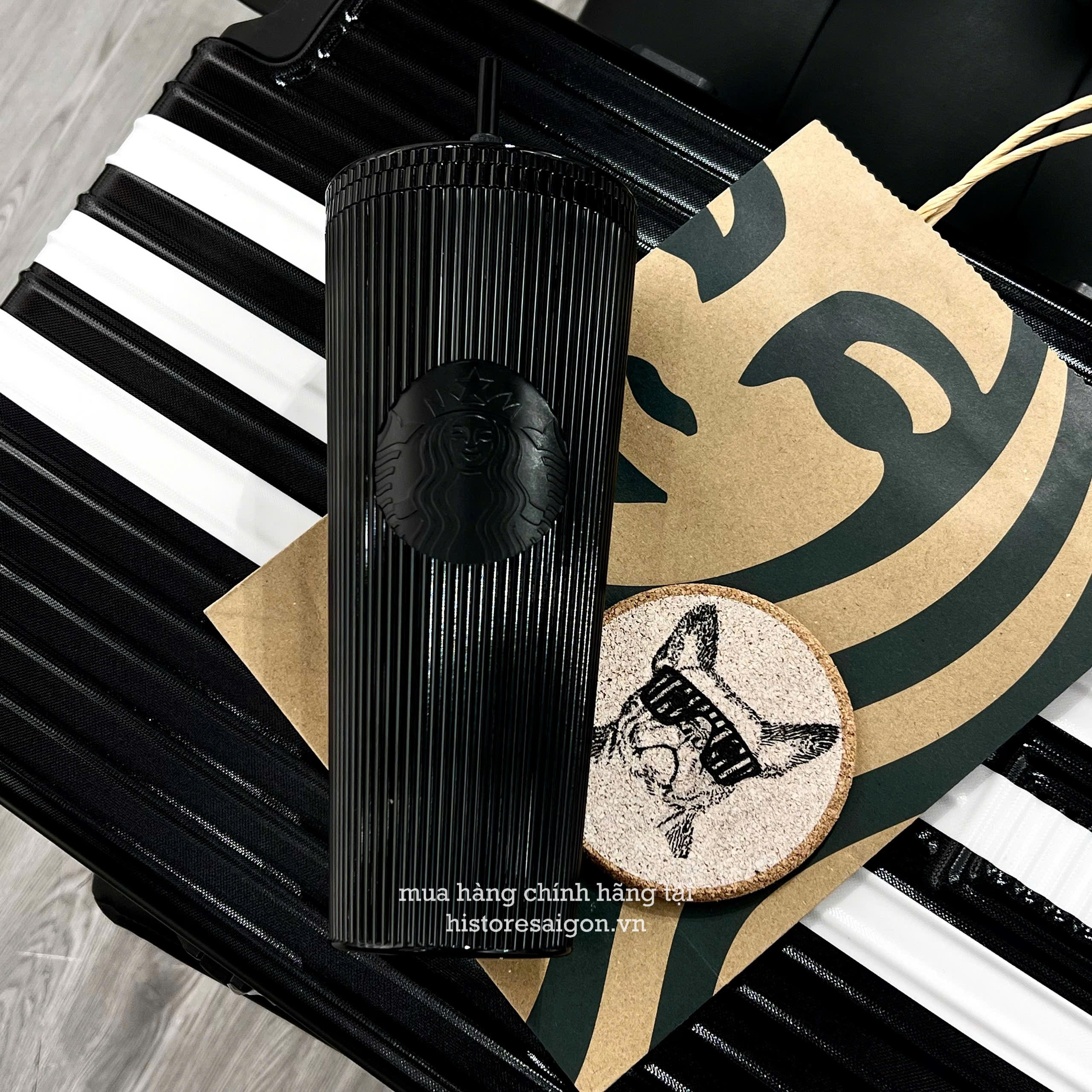 1775 - Ly StarBuck Full Black Highlight Effect 710ml [HÀNG CHÍNH HÃNG]