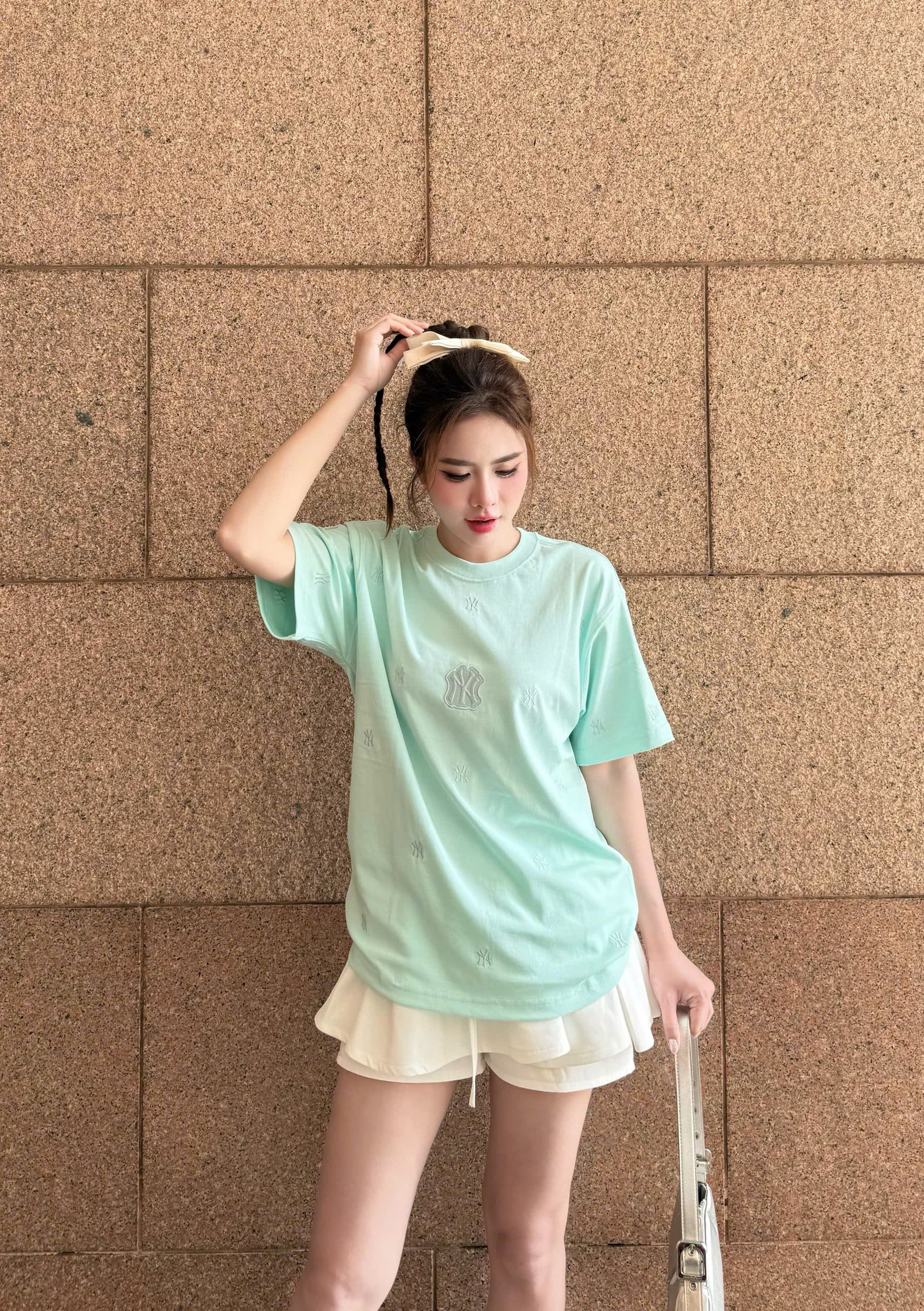 1929 - Áo New Era NY - Xanh Mint Thêu Monogram - Mặt Sau Trơn [HÀNG CHÍNH HÃNG]