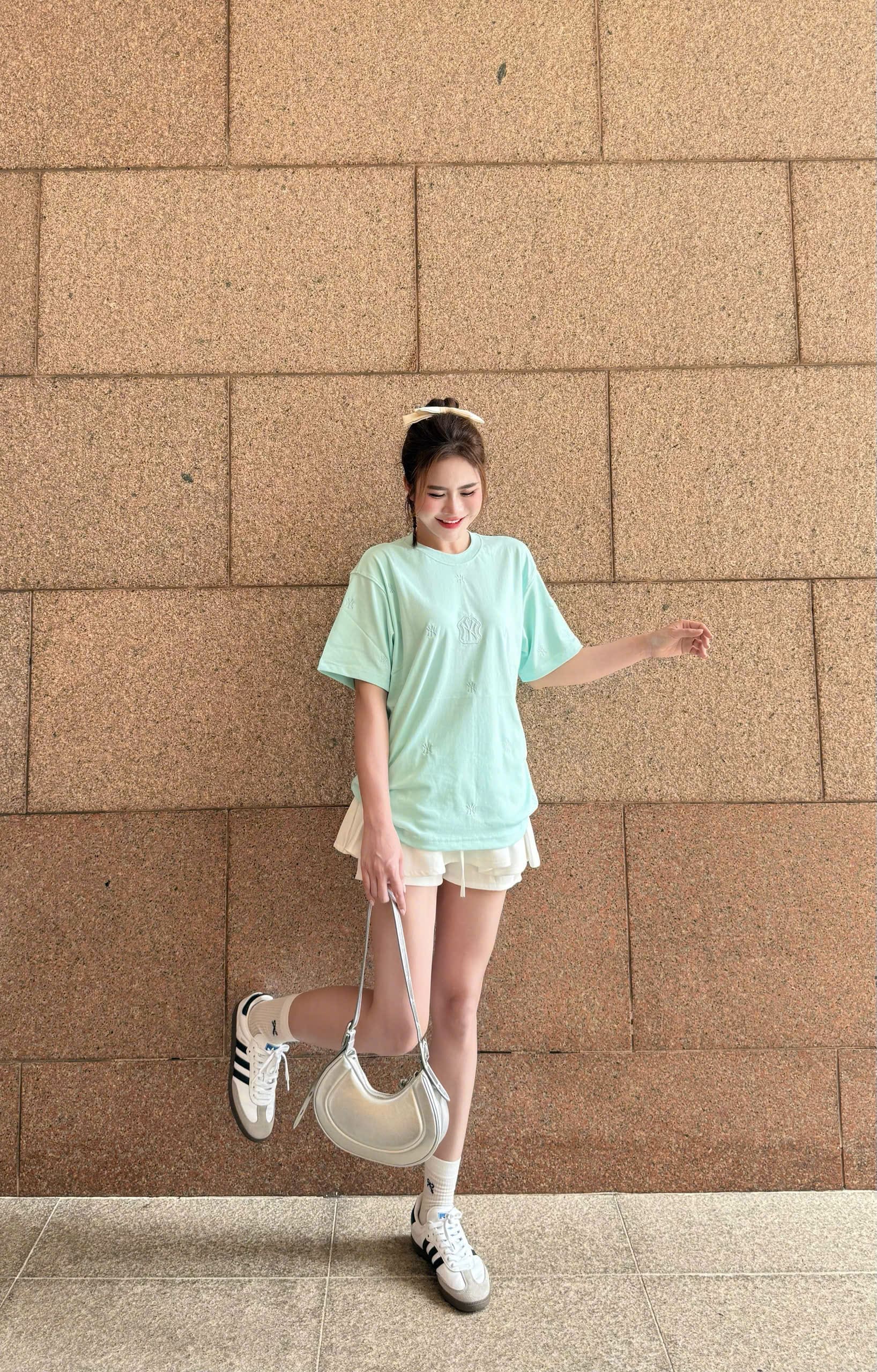 1929 - Áo New Era NY - Xanh Mint Thêu Monogram - Mặt Sau Trơn [HÀNG CHÍNH HÃNG]