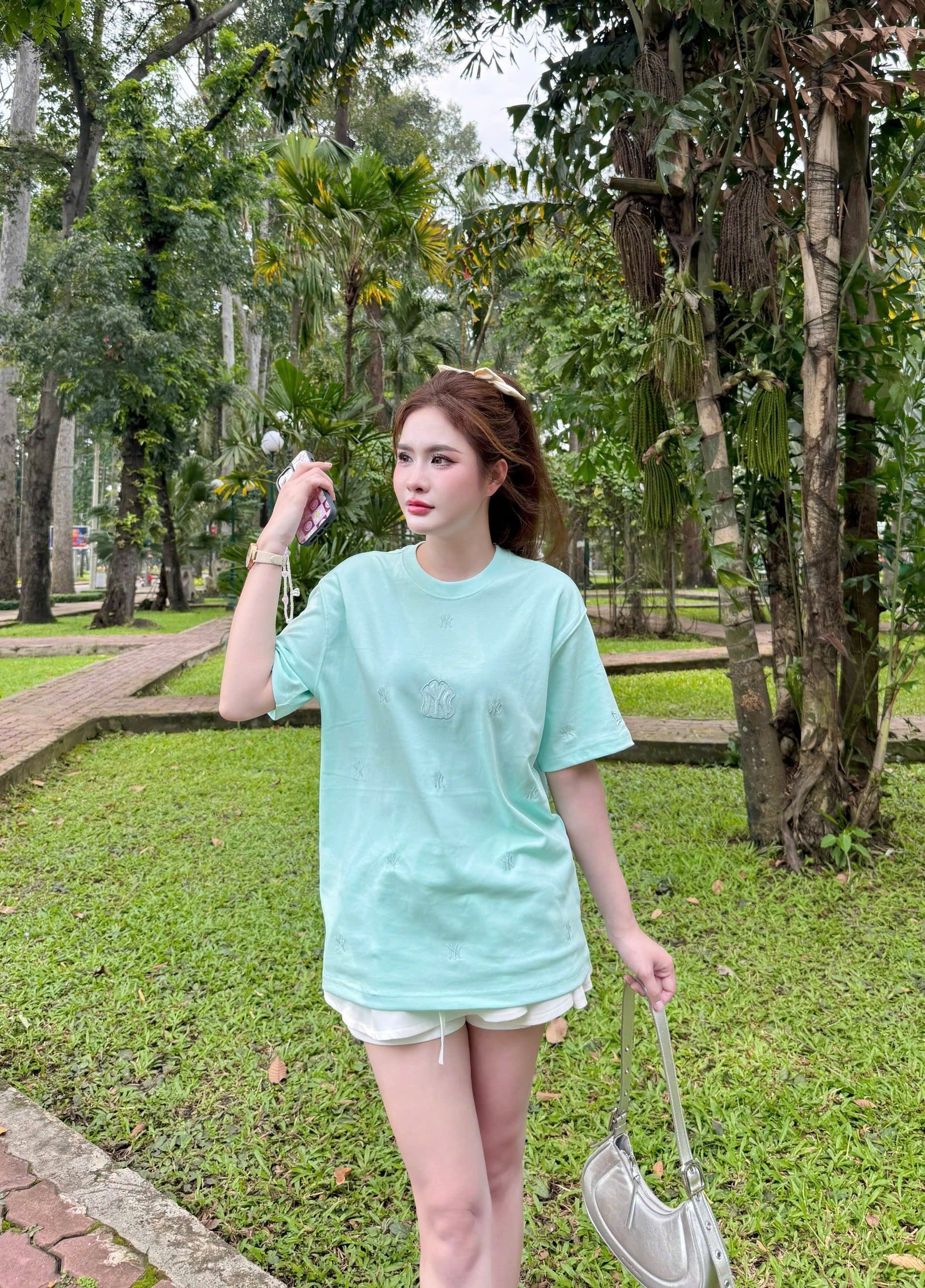 1929 - Áo New Era NY - Xanh Mint Thêu Monogram - Mặt Sau Trơn [HÀNG CHÍNH HÃNG]