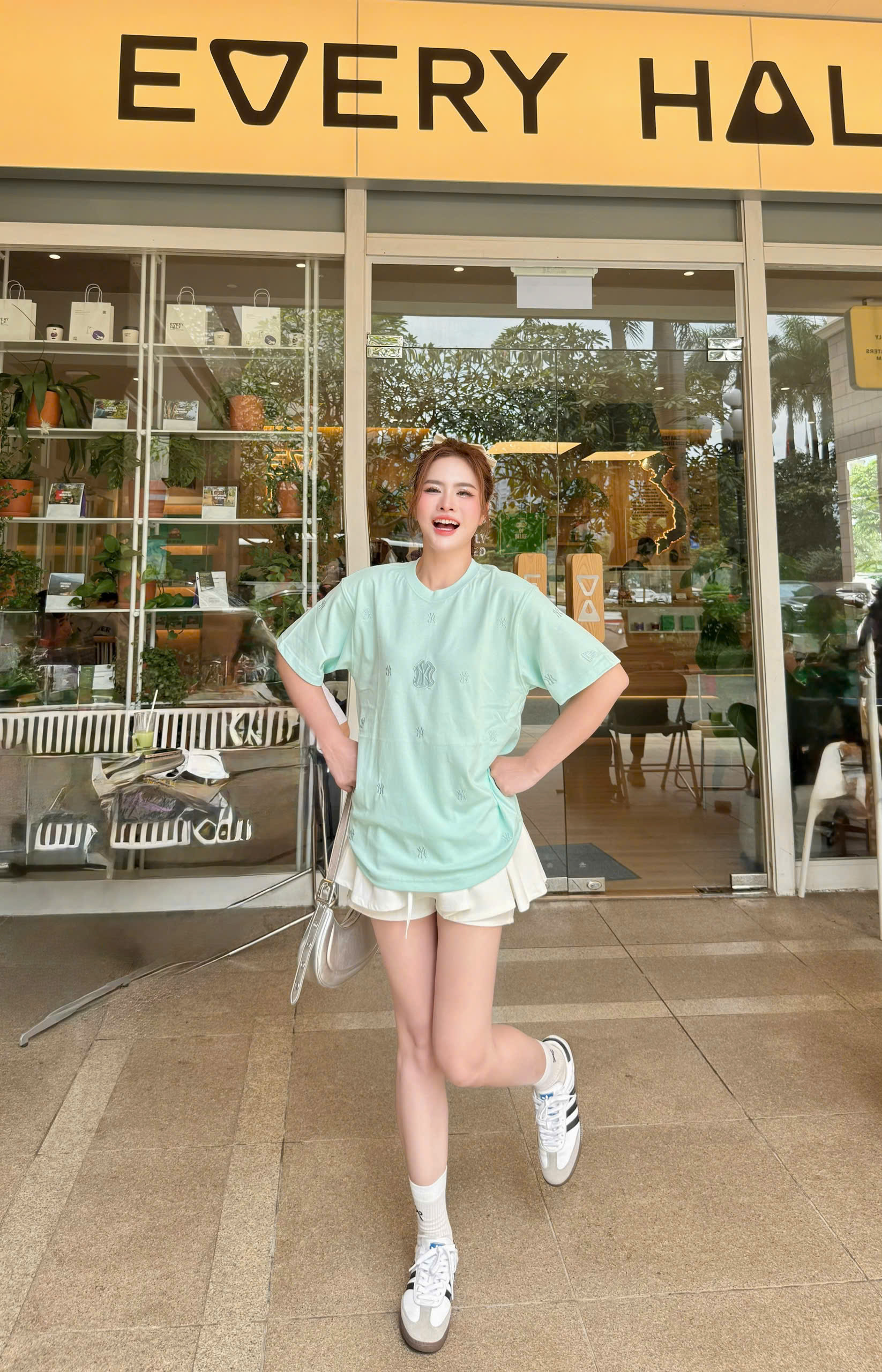 1929 - Áo New Era NY - Xanh Mint Thêu Monogram - Mặt Sau Trơn [HÀNG CHÍNH HÃNG]