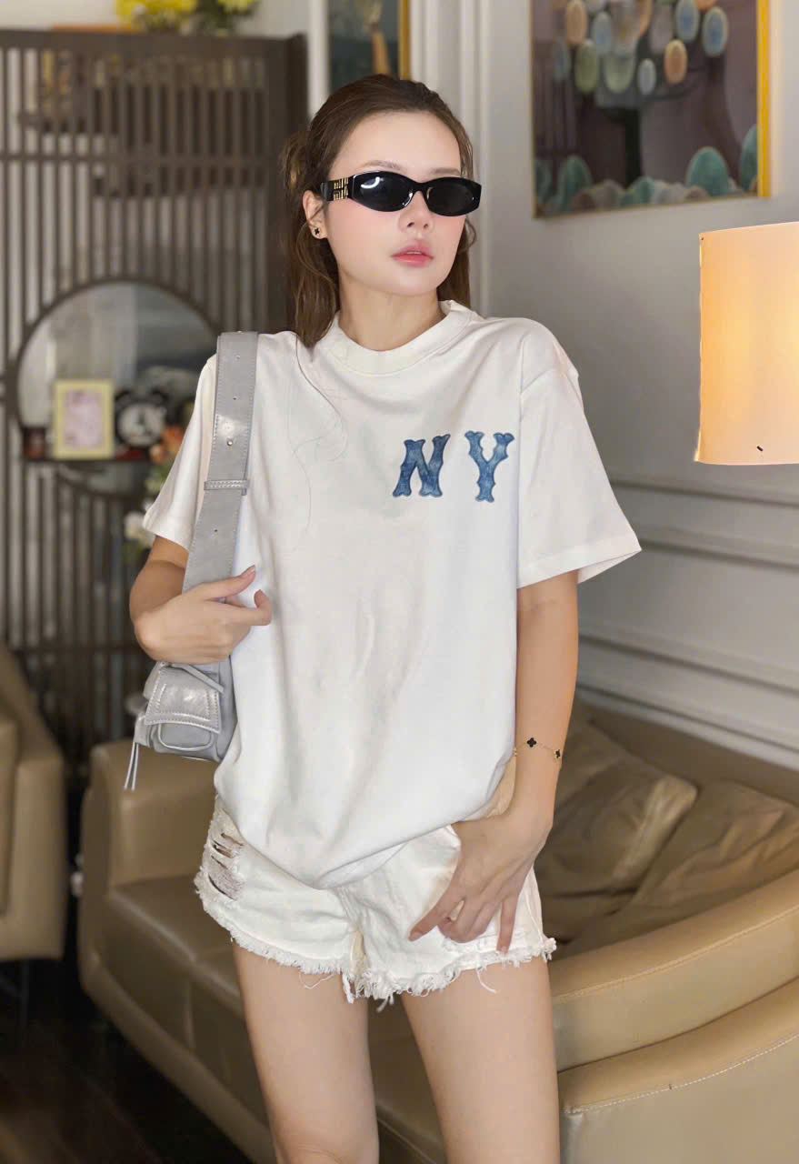 1840 - Áo New Era NY Denim Jeans Trắng [HÀNG CHÍNH HÃNG]