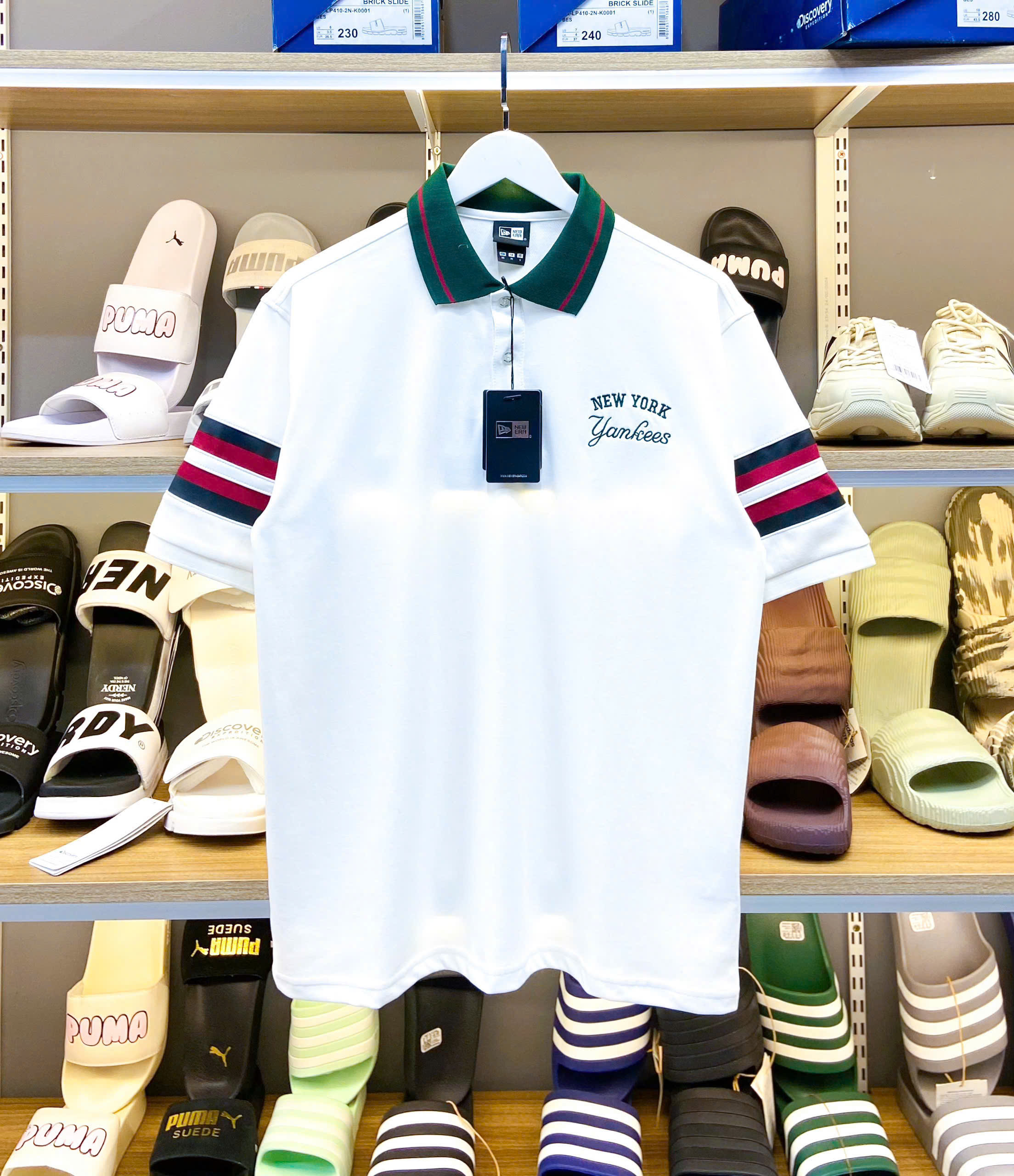 1884 - Áo New Era Polo NY Trắng Cổ Xanh [HÀNG CHÍNH HÃNG]