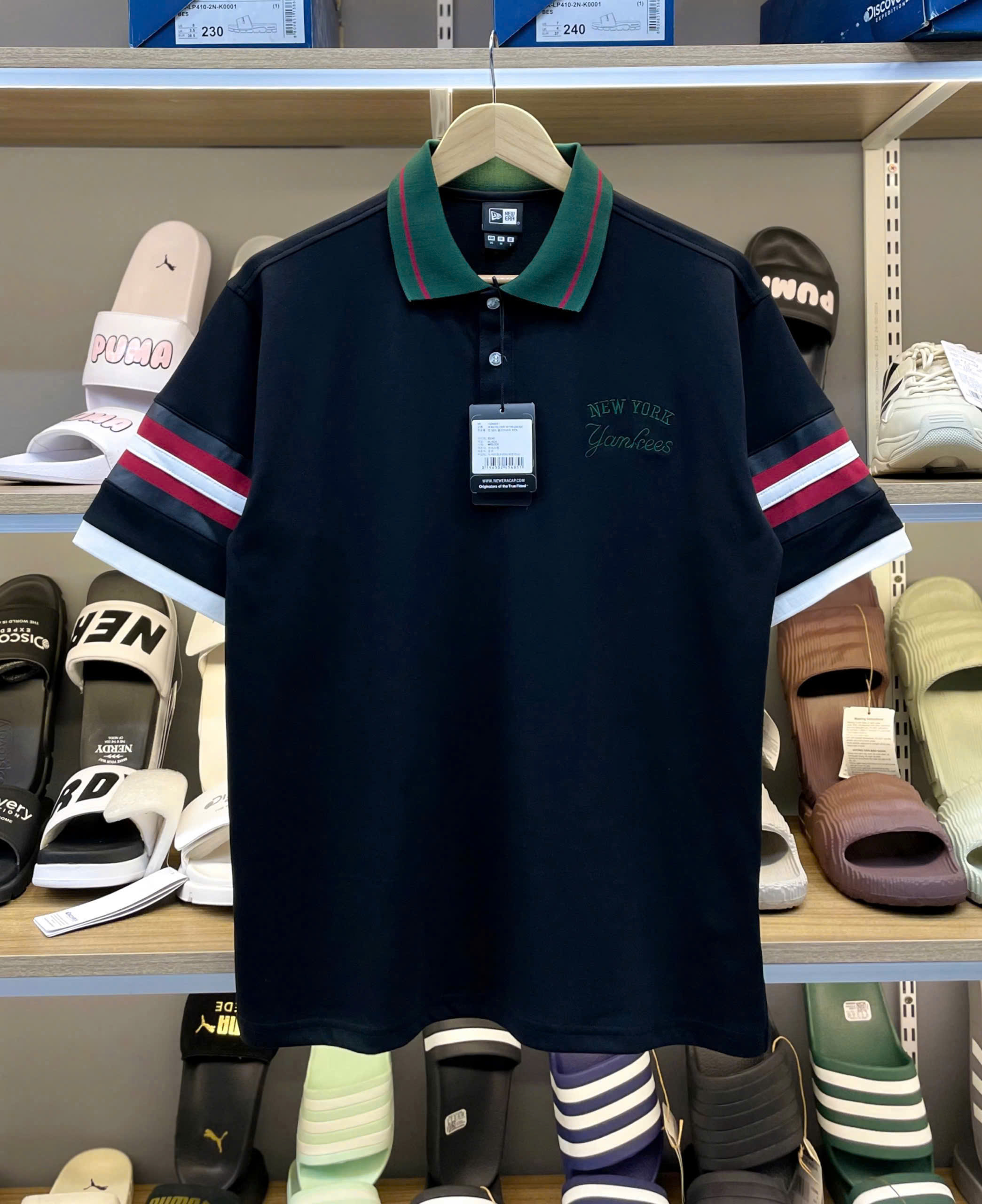 1883 - Áo New Era Polo NY Đen Cổ Xanh [HÀNG CHÍNH HÃNG]