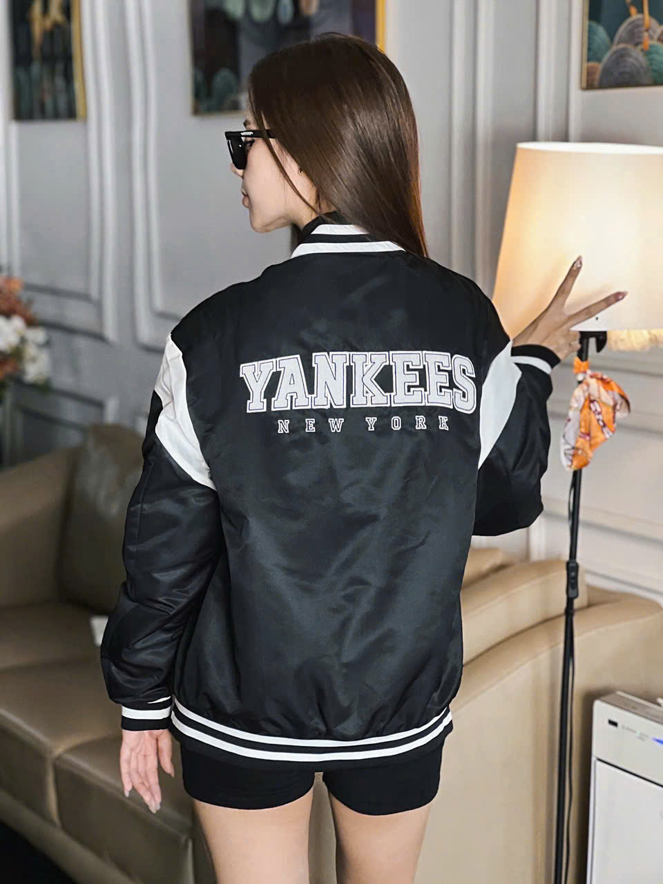 1885 - Áo Bomber New Era New York Yankees Đem Viền Trắng [HÀNG CHÍNH HÃNG]