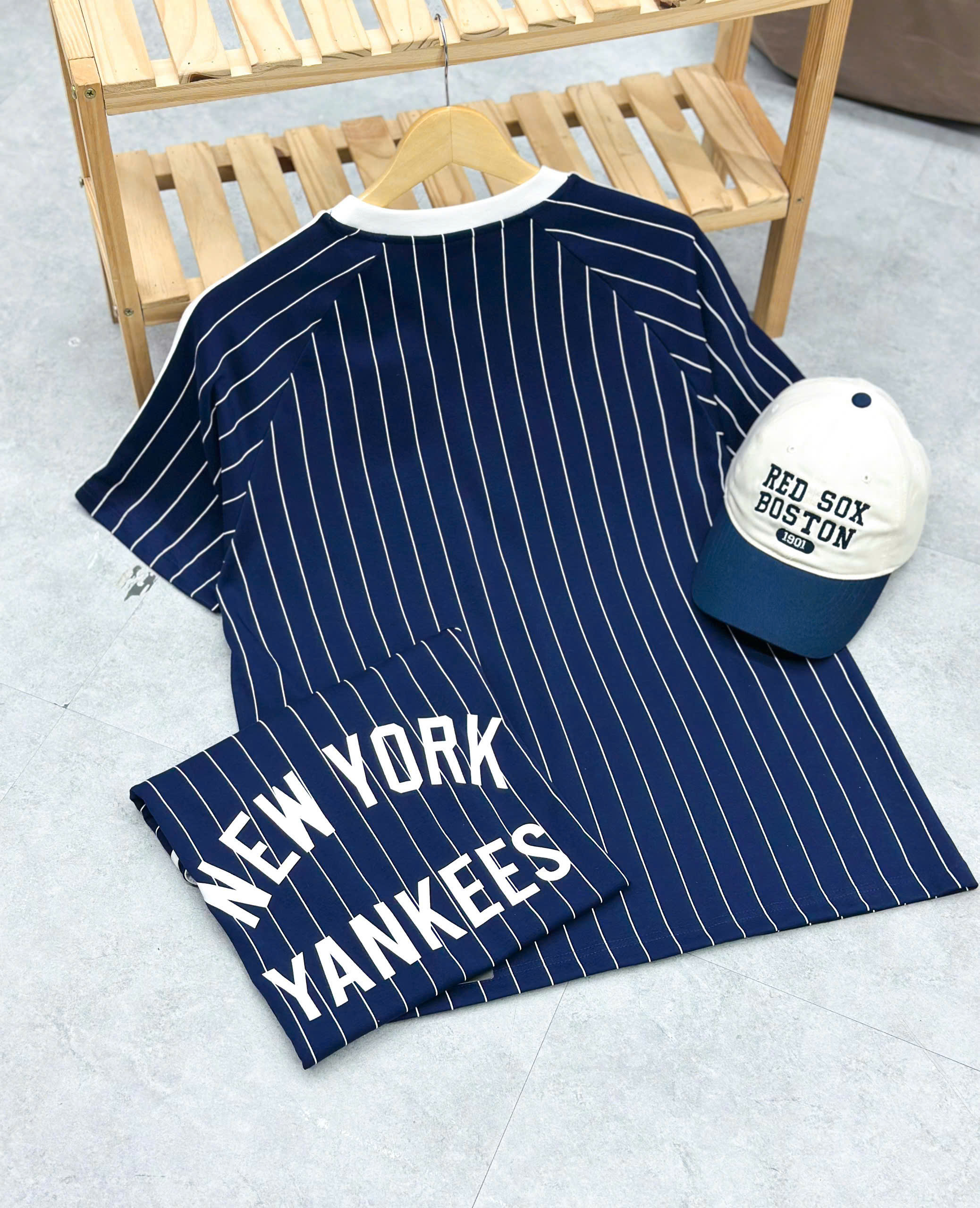 1886 - Áo New Era NY New York Yankees Xanh Biển Sọc Trắng [HÀNG CHÍNH HÃNG]