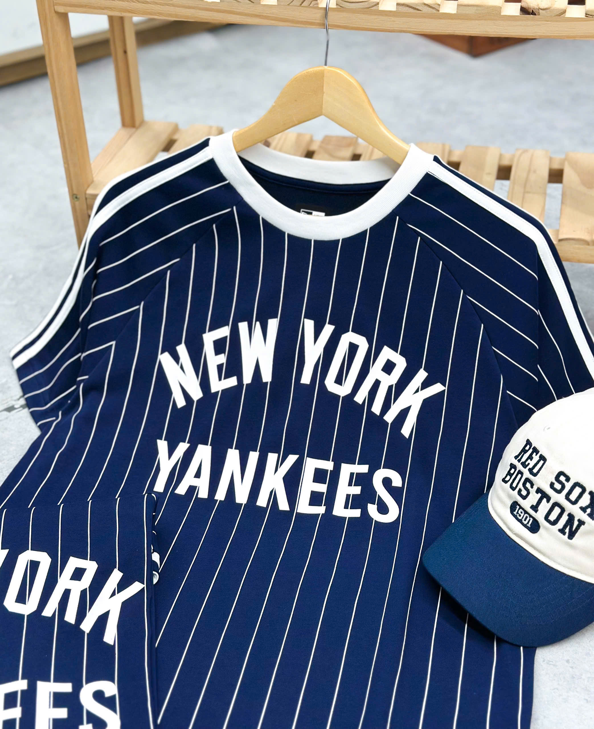 1886 - Áo New Era NY New York Yankees Xanh Biển Sọc Trắng [HÀNG CHÍNH HÃNG]