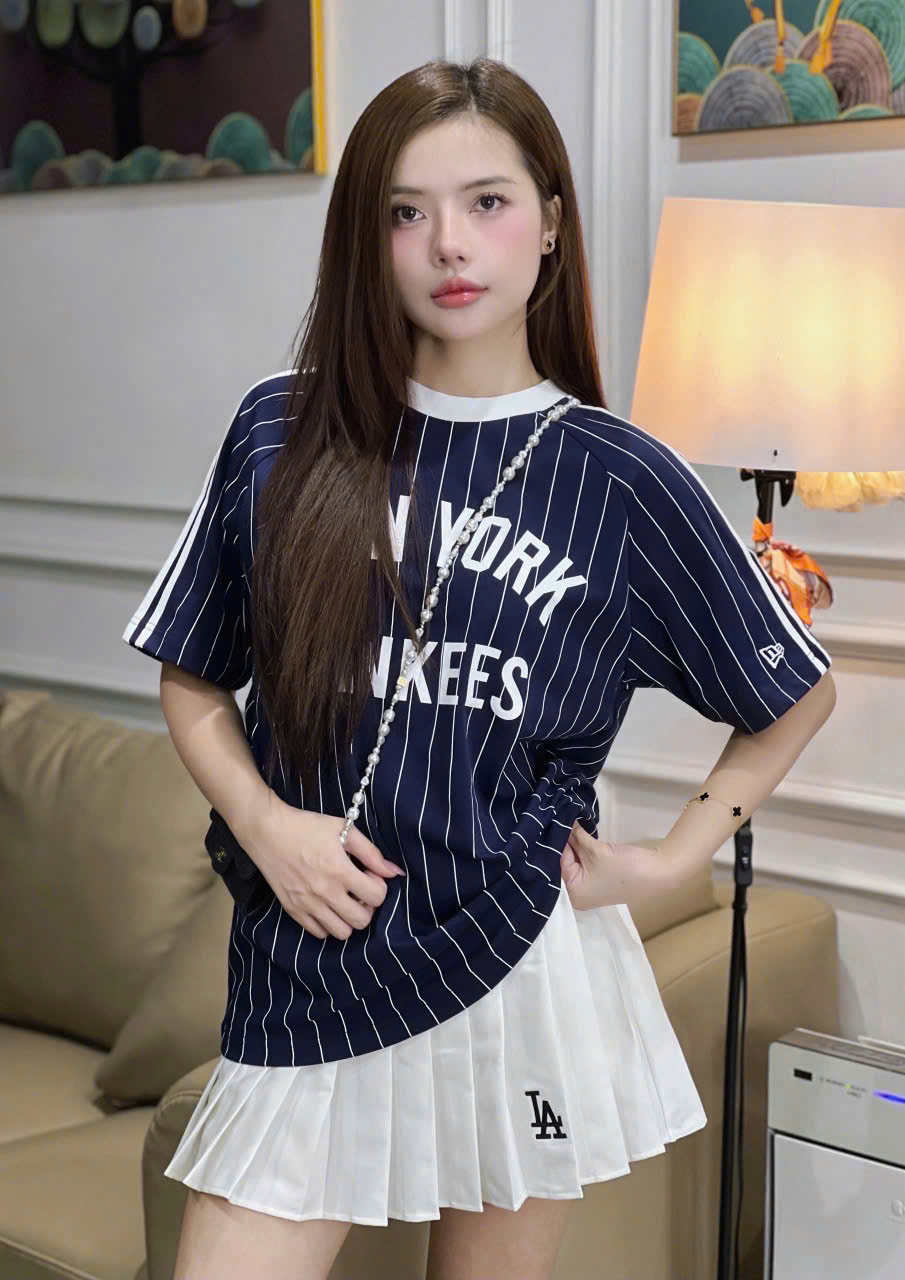 1886 - Áo New Era NY New York Yankees Xanh Biển Sọc Trắng [HÀNG CHÍNH HÃNG]