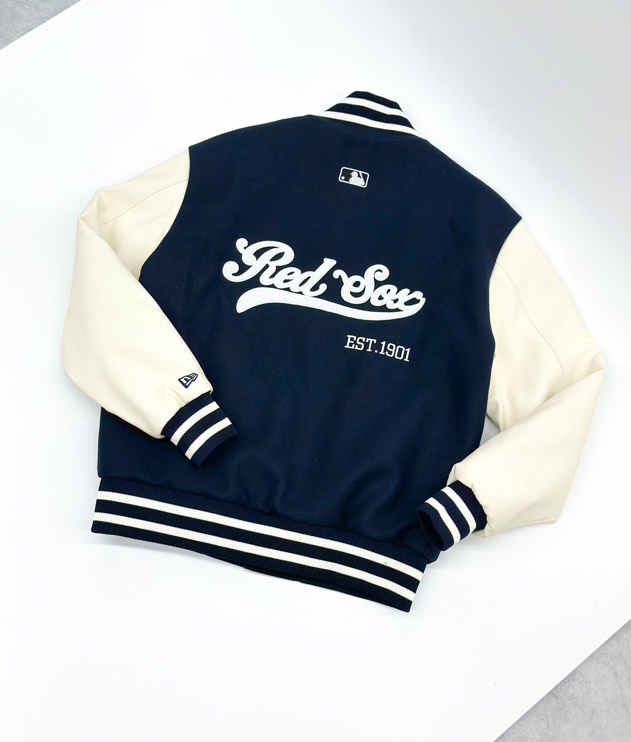 1915 - Áo Bomber New Era Boston Xanh Navy Trắng [HÀNG CHÍNH HÃNG]