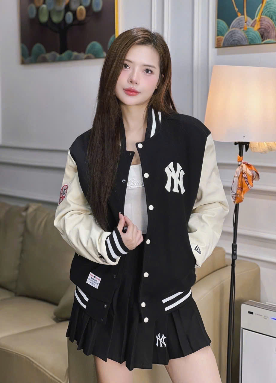 1918 - Áo Bomber New Era NY Century Circle Đen [HÀNG CHÍNH HÃNG]