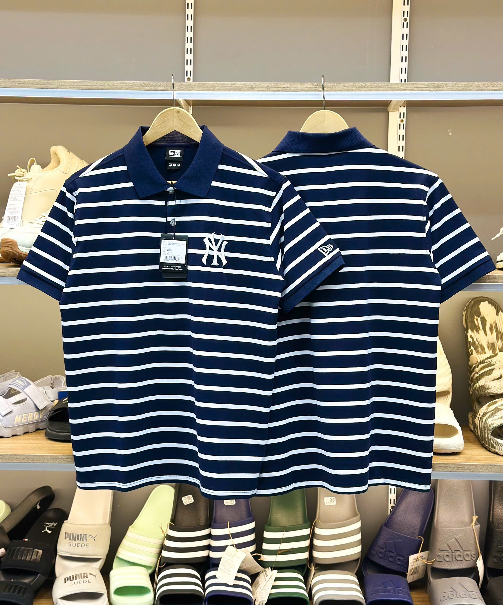 1930 - Áo Polo New Era NY New York - Xanh Navy - Sọc Trắng Ngang [HÀNG CHÍNH HÃNG]