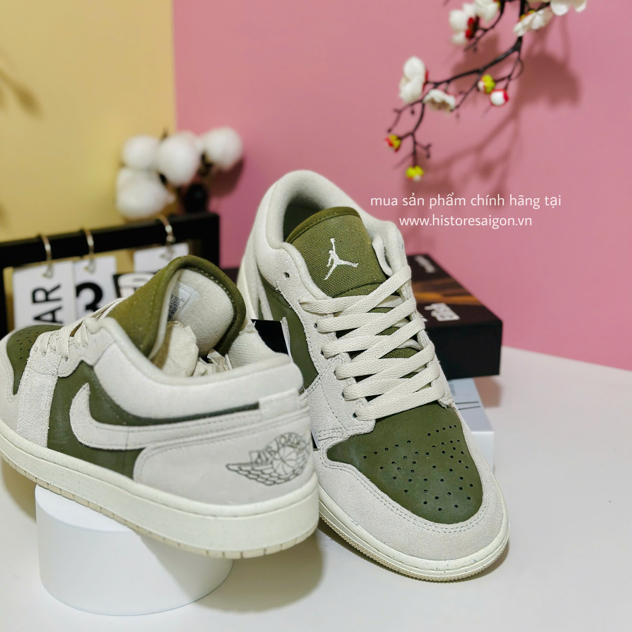1999 - Giày Nike Air Jordan 1 Low SE Medium Olive Sail HV4089-201 [HÀNG CHÍNH HÃNG]