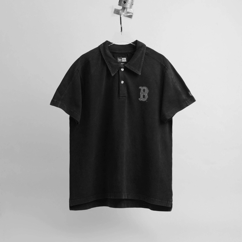 2599 - Áo Polo New Era RedSox Wash - Đen chữ Xám [HÀNG CHÍNH HÃNG]
