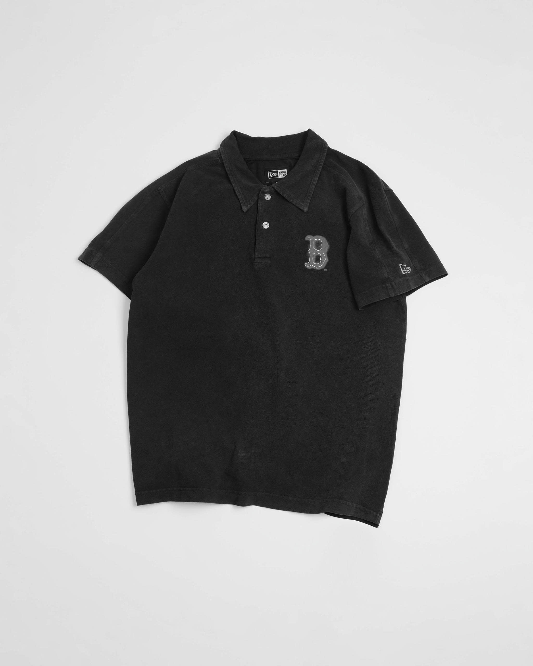 2599 - Áo Polo New Era RedSox Wash - Đen chữ Xám [HÀNG CHÍNH HÃNG]