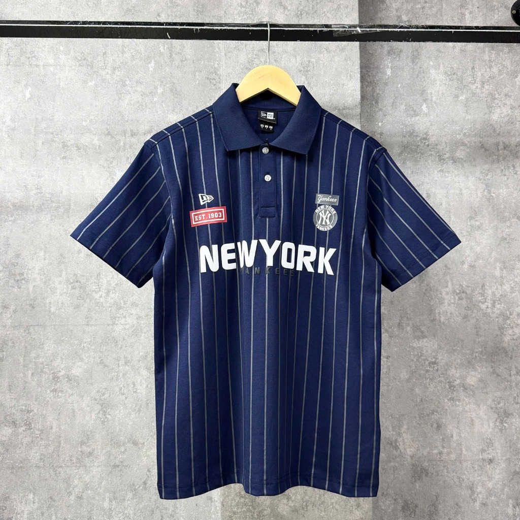 2736 - Áo Polo New Era New York Xanh Navy Sọc [HÀNG CHÍNH HÃNG]