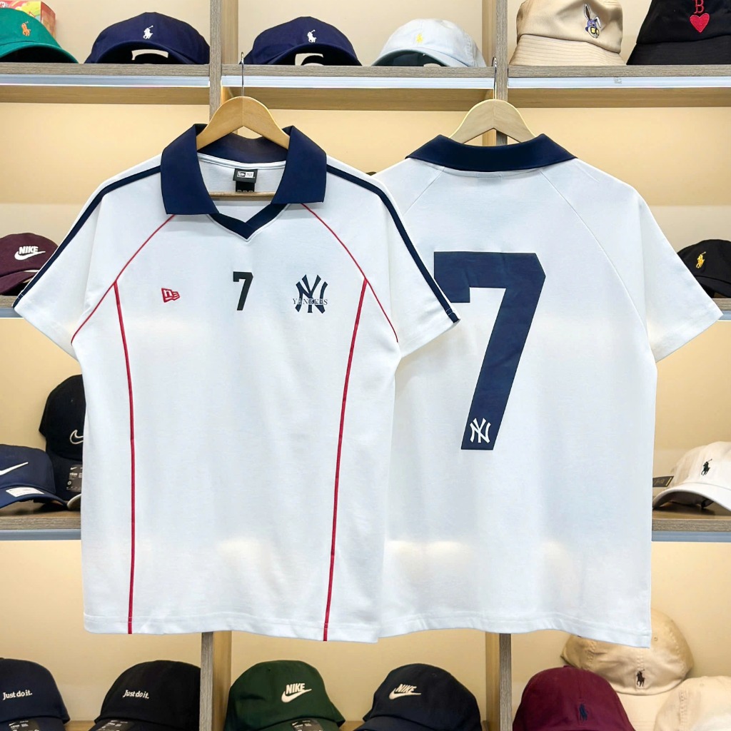 2761 - Áo Polo New Era NY 7 Trắng Kem [HÀNG CHÍNH HÃNG]