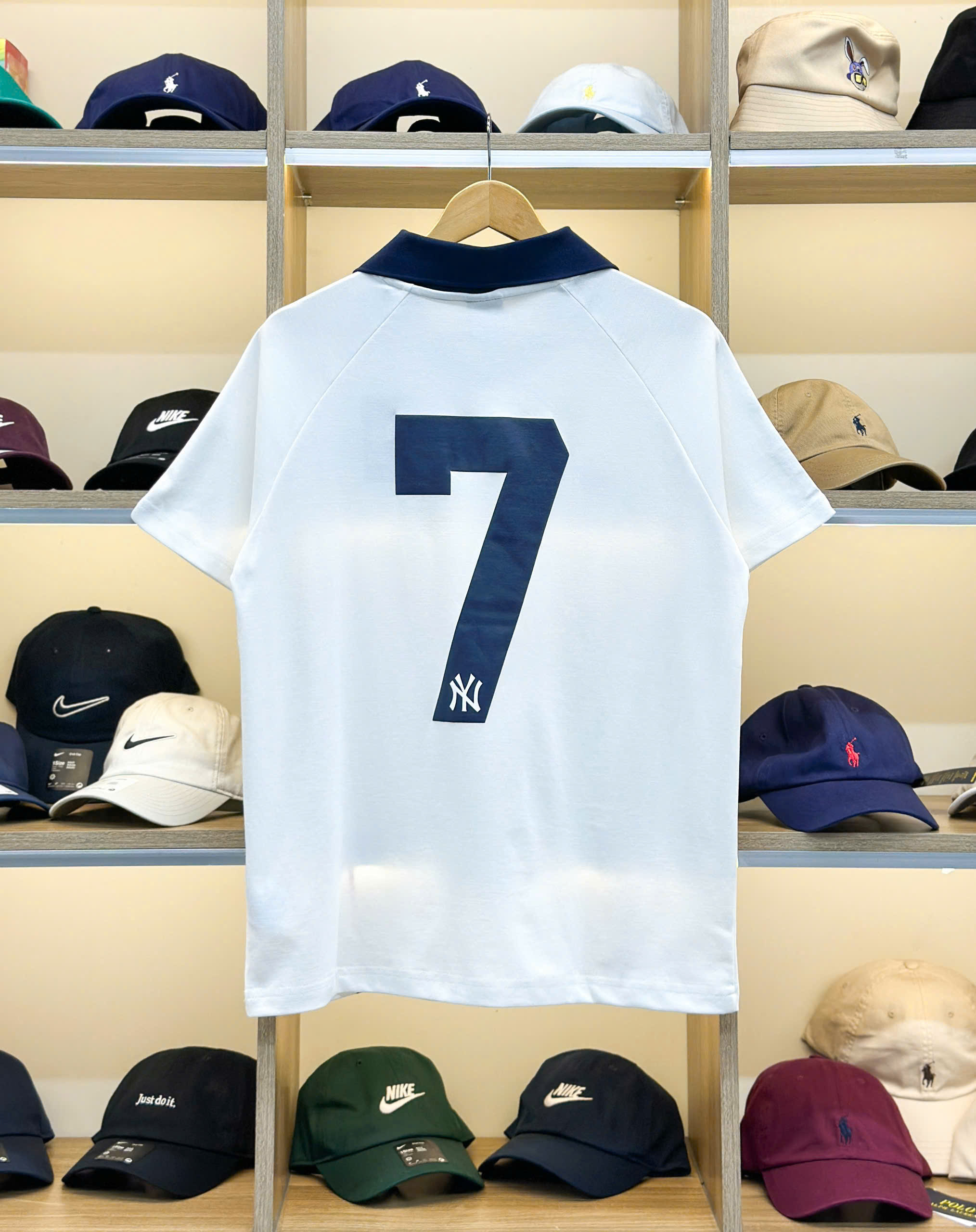 2761 - Áo Polo New Era NY 7 Trắng Kem [HÀNG CHÍNH HÃNG]