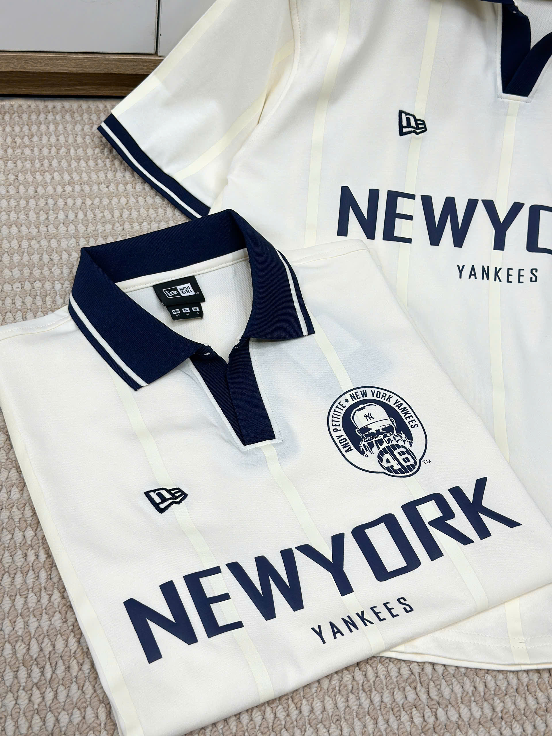 2763 - Áo Polo New Era New York Jersey 43 Trắng Kem [HÀNG CHÍNH HÃNG]