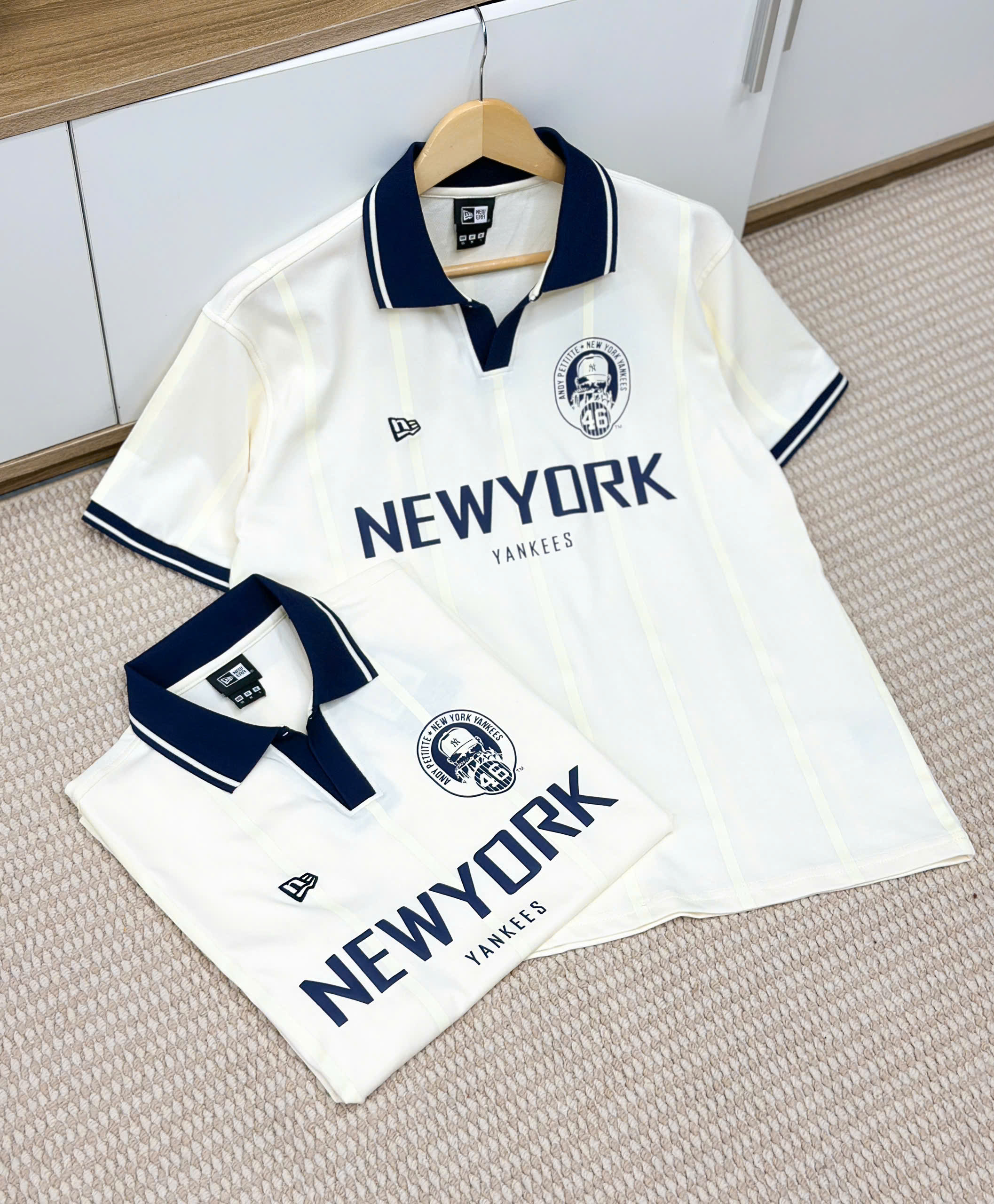 2763 - Áo Polo New Era New York Jersey 43 Trắng Kem [HÀNG CHÍNH HÃNG]