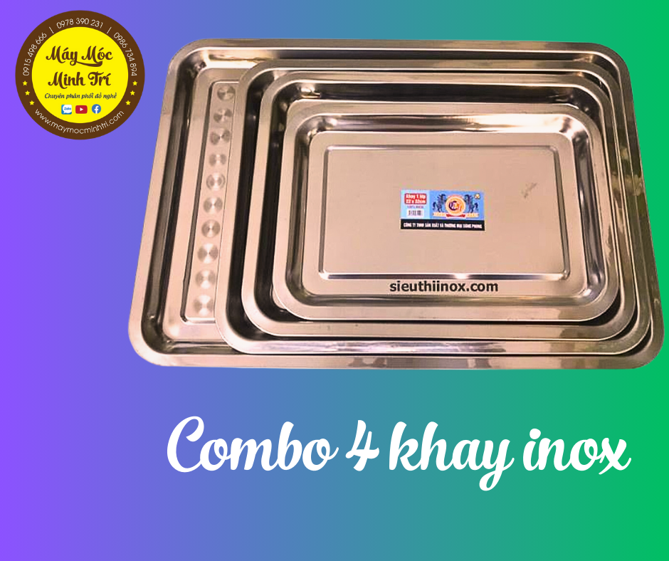 Combo 4 khay inox