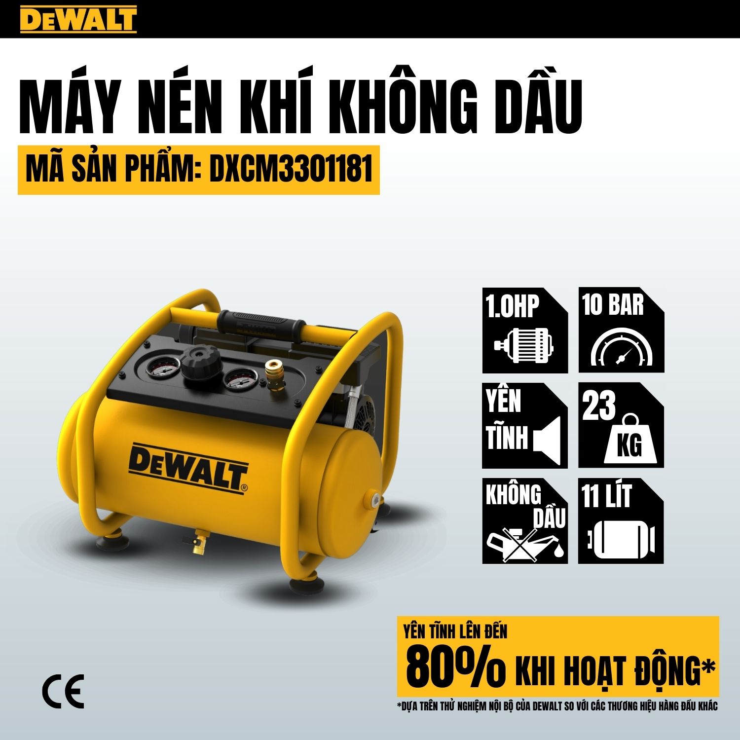 Máy nén khí không dầu 11L DeWALT DXCM3301181