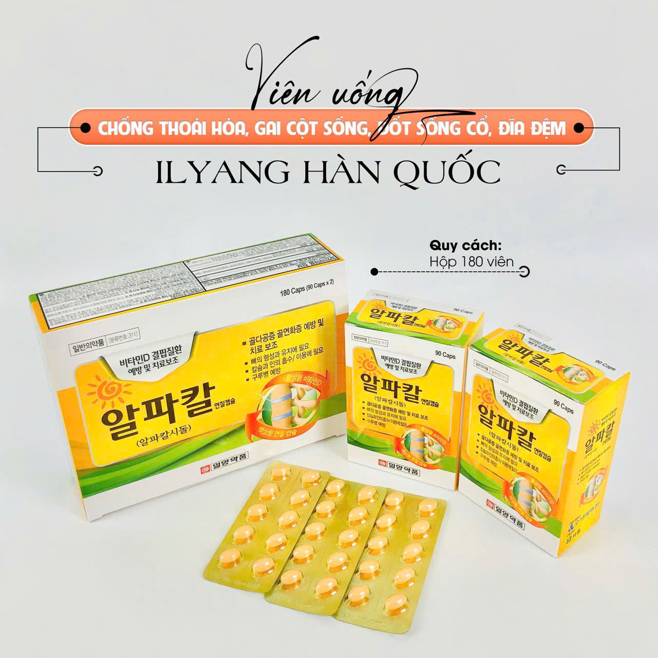 Viên uống hỗ trợ điều trị thoái hóa cột sống, gai đốt sống IlYang Hàn Quốc – Hộp 180 viên
