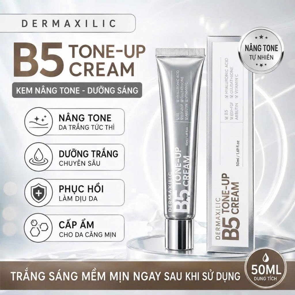 Kem Dưỡng Ban Ngày Nâng Tông, Phục Hồi Và Chống Nắng Đa Năng Dermaxilic B5 Tone-Up Cream