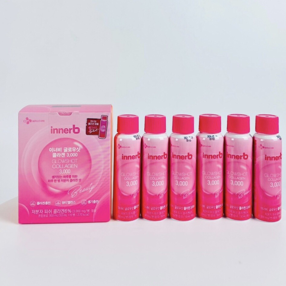 Nước uống collagen InnerB 3000mg hộp 6 ống x 50ml hàng xả date 19/5/2024 tập đoàn CJ (20ea)