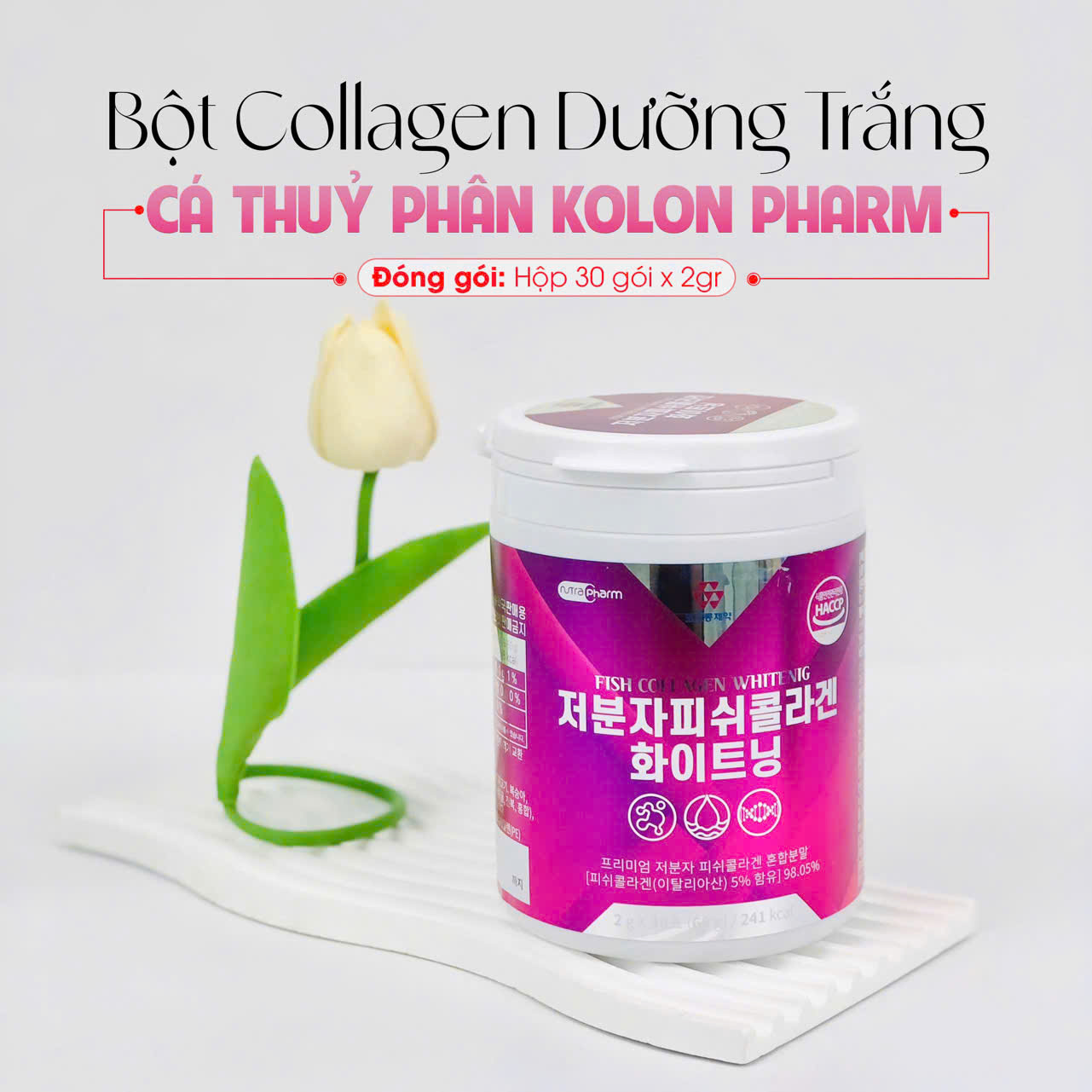 Bột Collagen dưỡng trắng cá thuỷ phân Kolon Pharm 30 gói