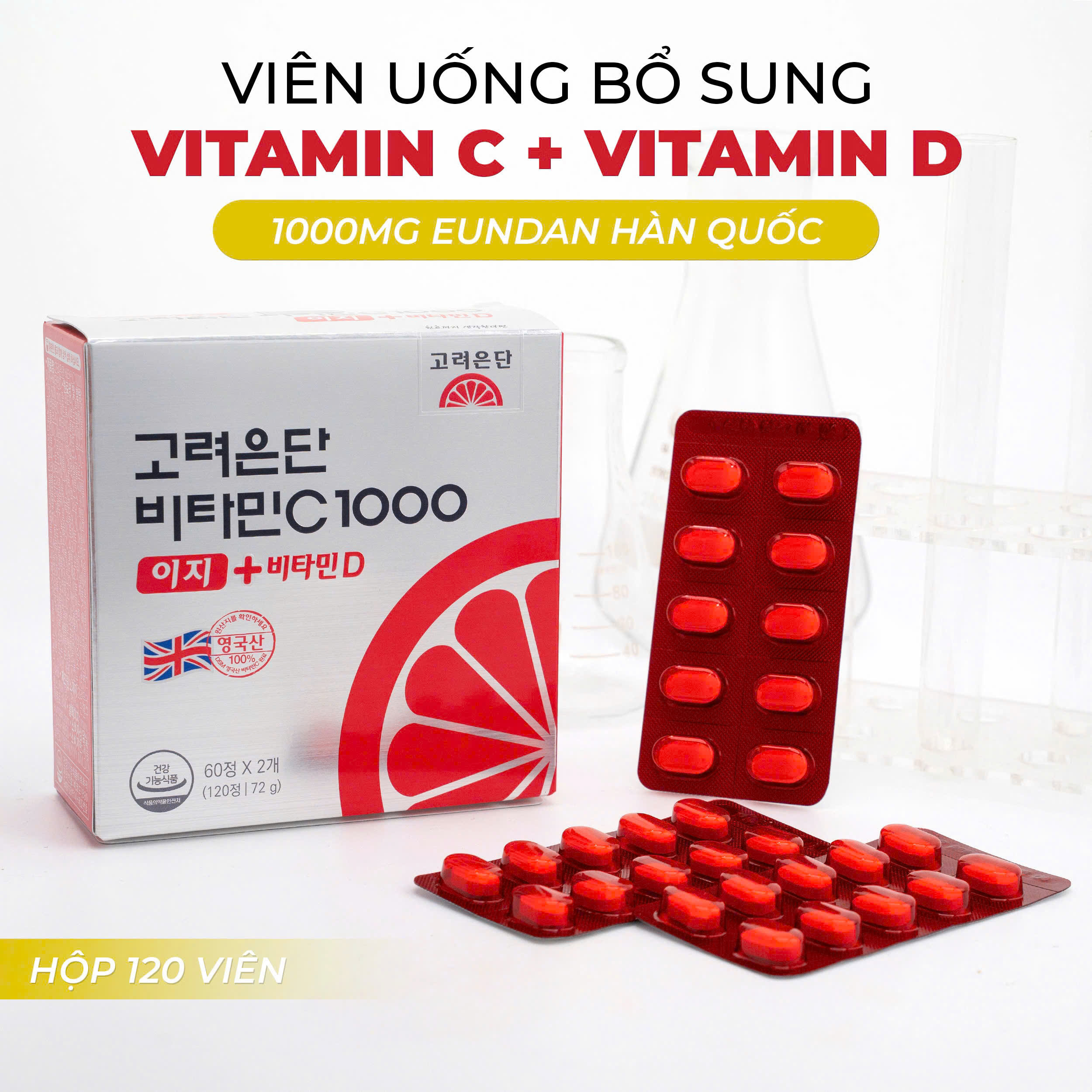 Viên uống bổ sung Vitamin C + Vitamin D 1000mg Eundan Hàn Quốc 120 viên