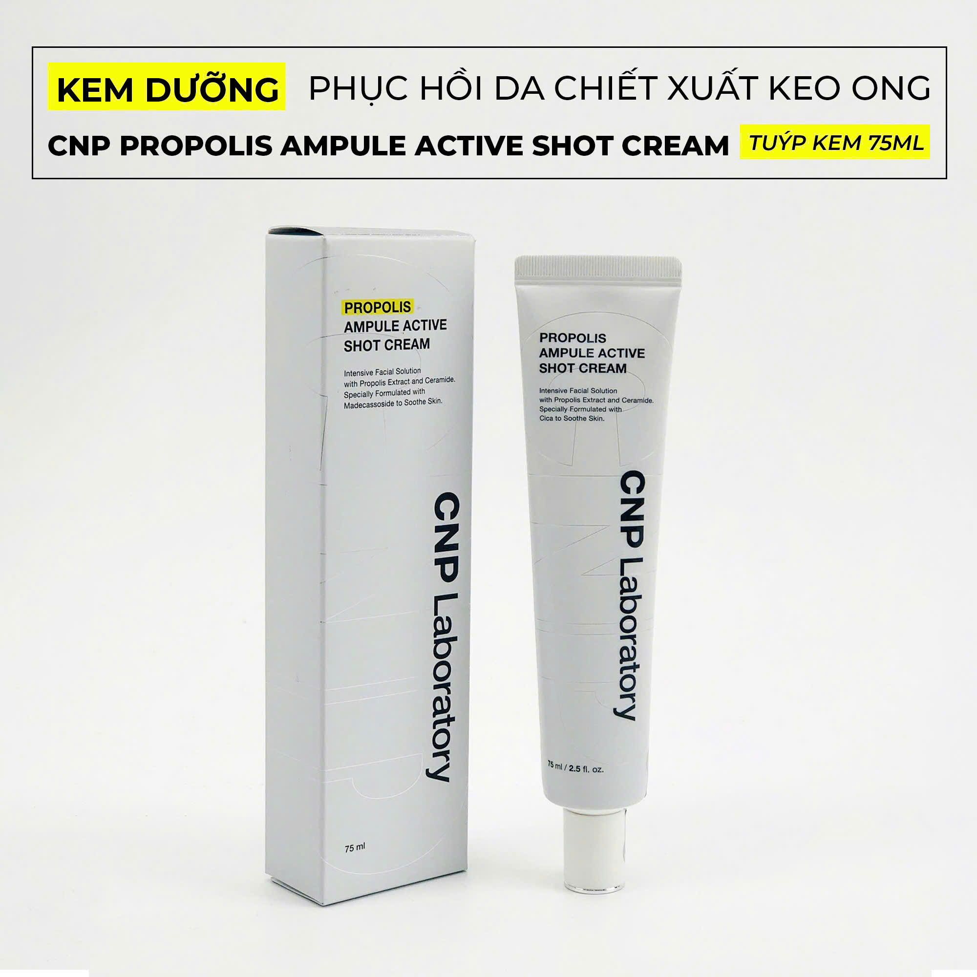 Kem dưỡng phục hồi da chiết xuất keo ong CNP Propolis Ampule Active Shot Cream 75ml